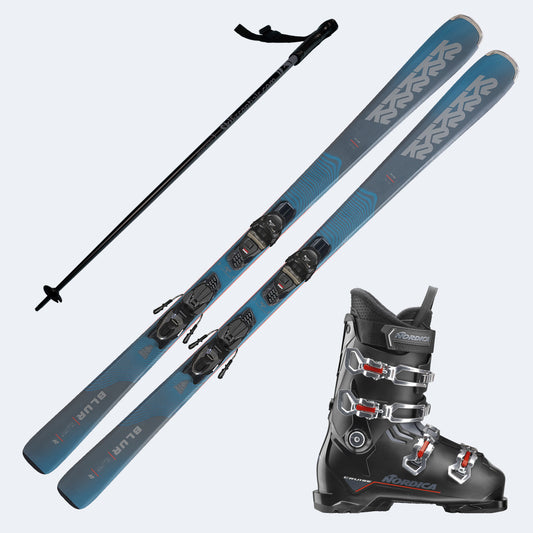 2026 K2 Blur 76 Skis with Nordica Cruise M Boots and Poles