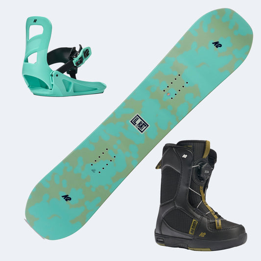 2026 K2 Lil Kat Junior Snowboard with K2 Lil Mini Boots and Poles