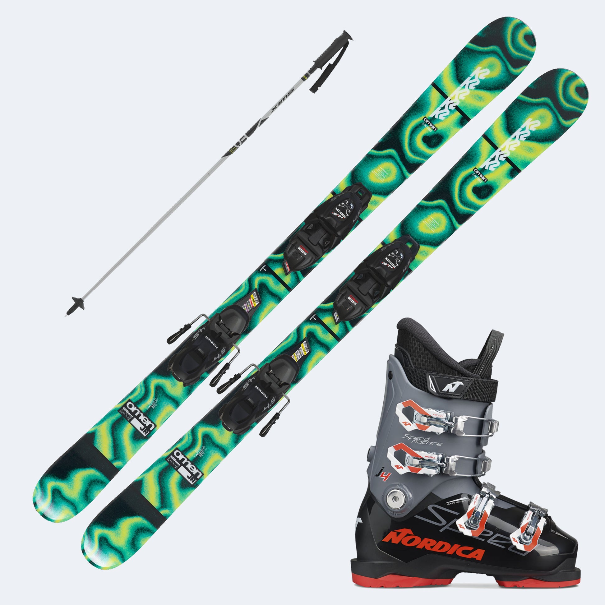 2026 K2 Omen Jr Junior Skis with  SpeedMachine J Boots and Poles