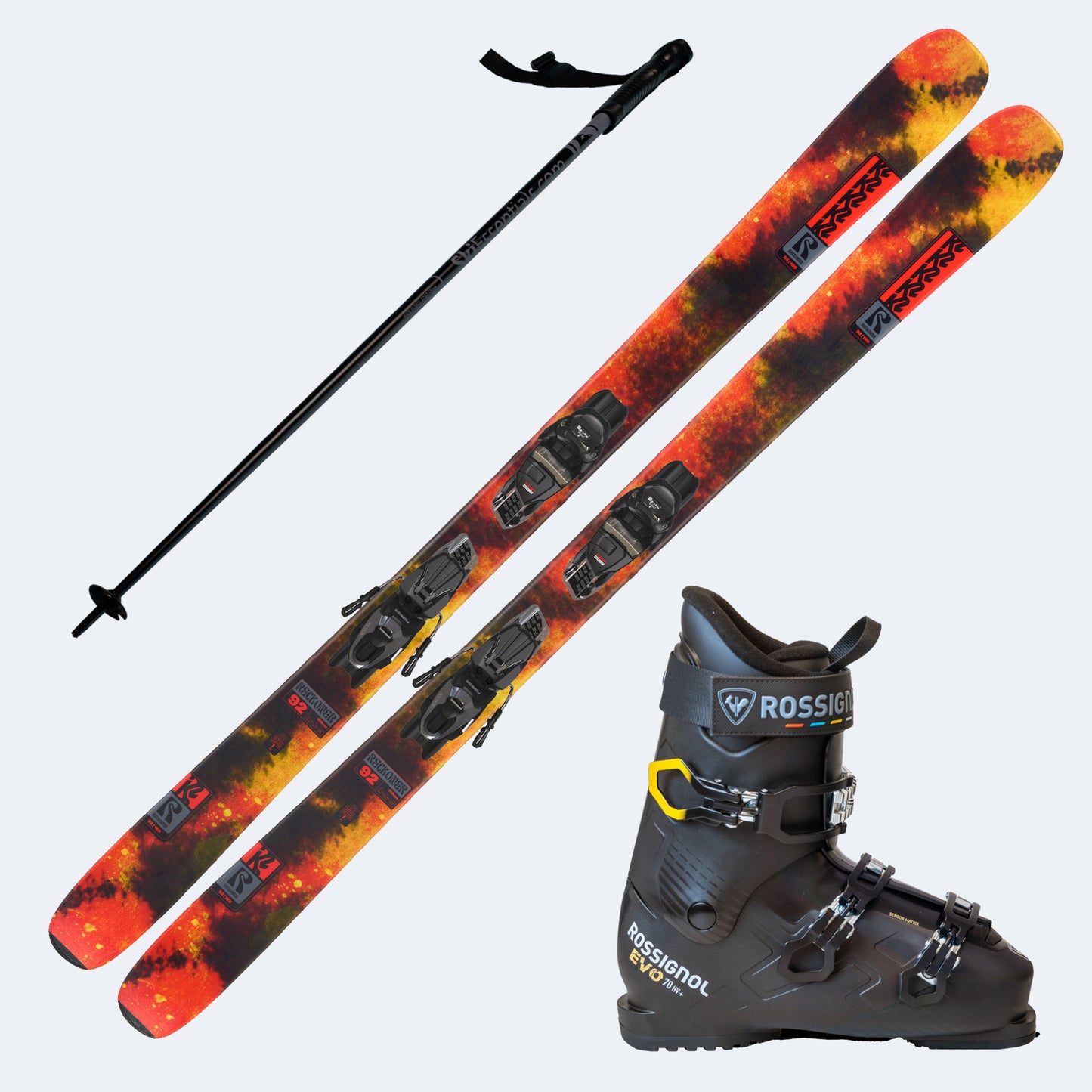 2026 K2 Reckoner 92 Skis with Rossignol Evo 70 HV+ Boots and Poles