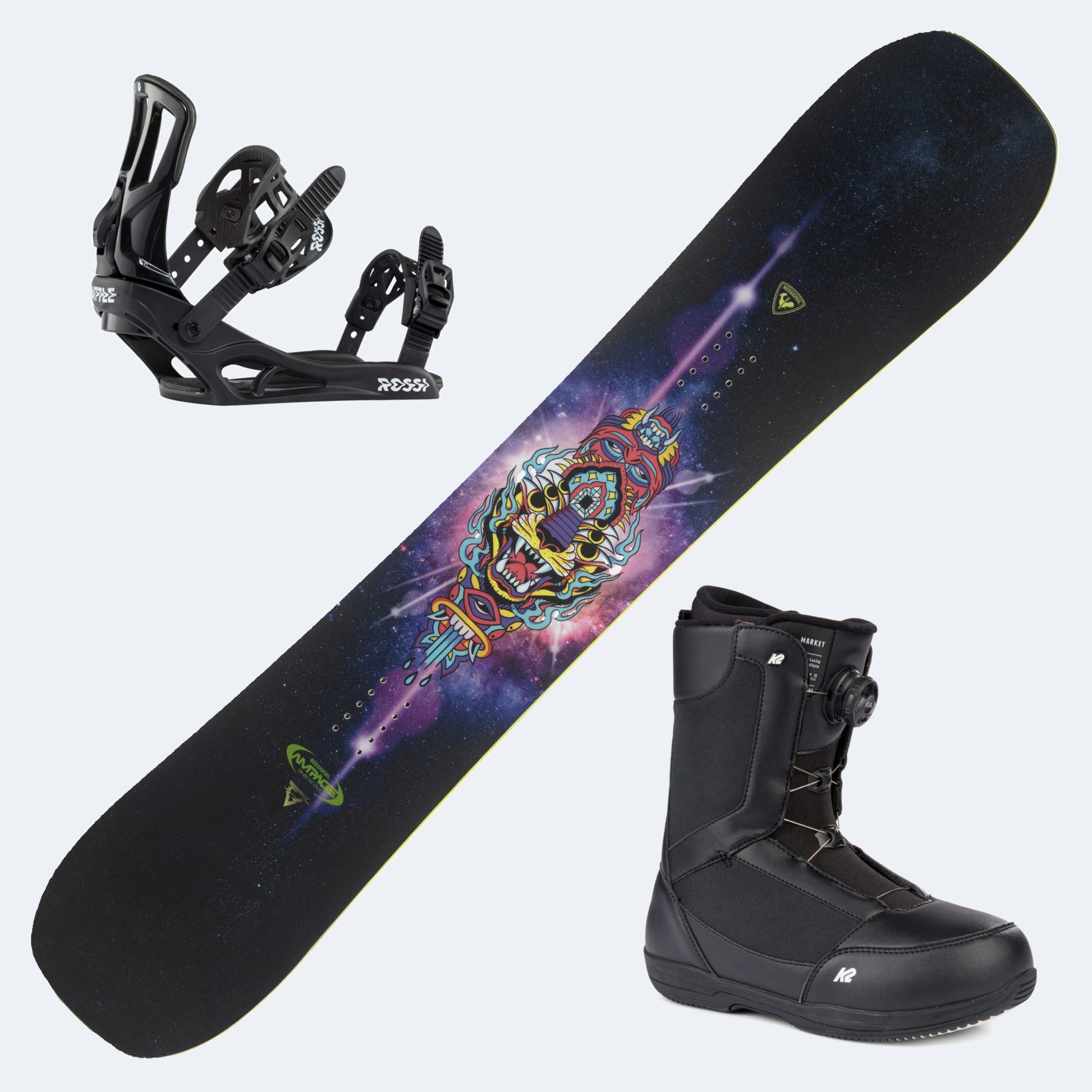2026 Rossignol Ampage Vol 2 Snowboard with K2 Market Boots and Poles