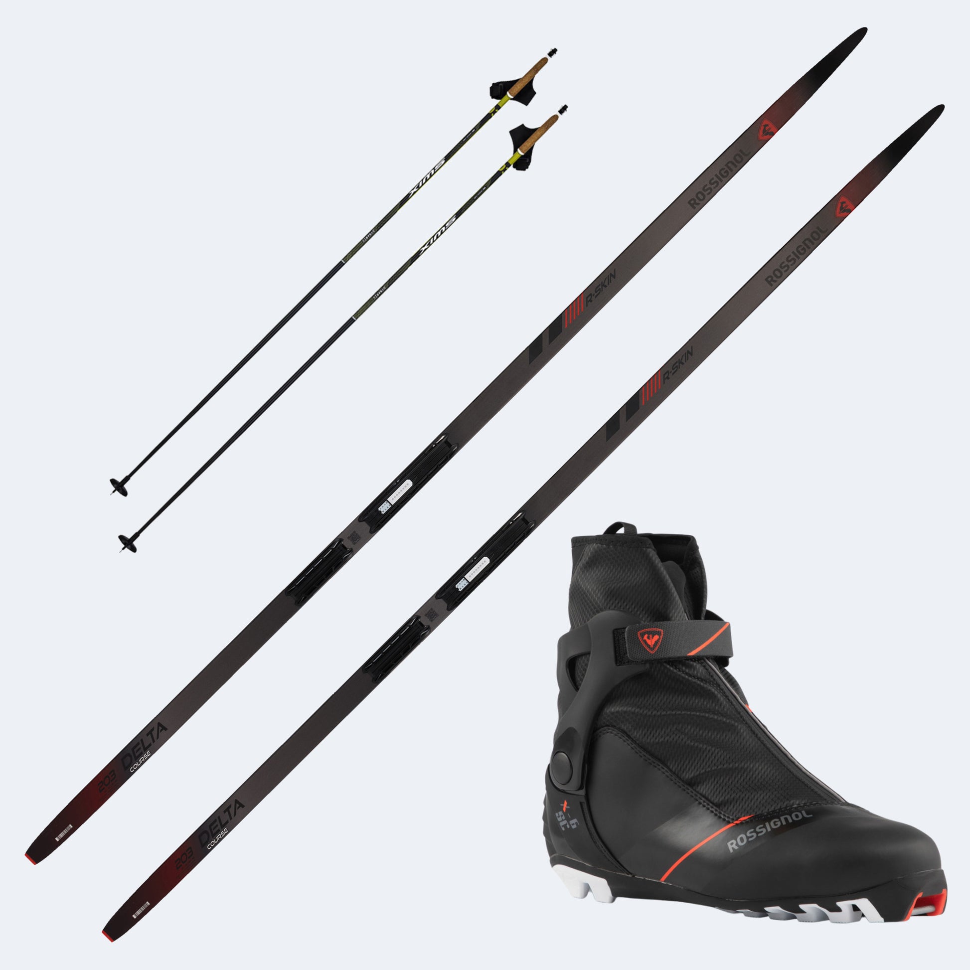 2026 Rossignol Delta Course R-Skin XC Skis with Rossignol X6 Combi SC Boots and Poles