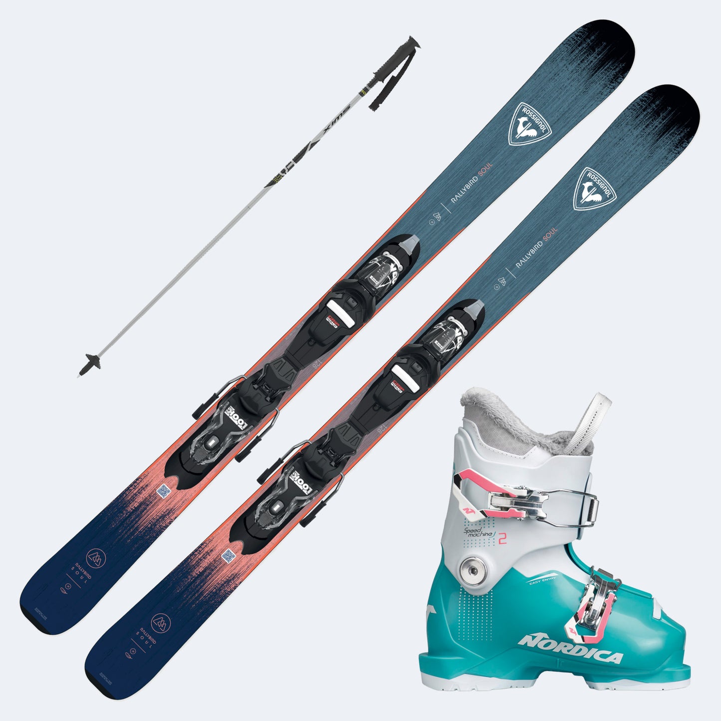 2026 Rossignol Rallybird JR Junior Skis with  SpeedMachine J Boots and Poles