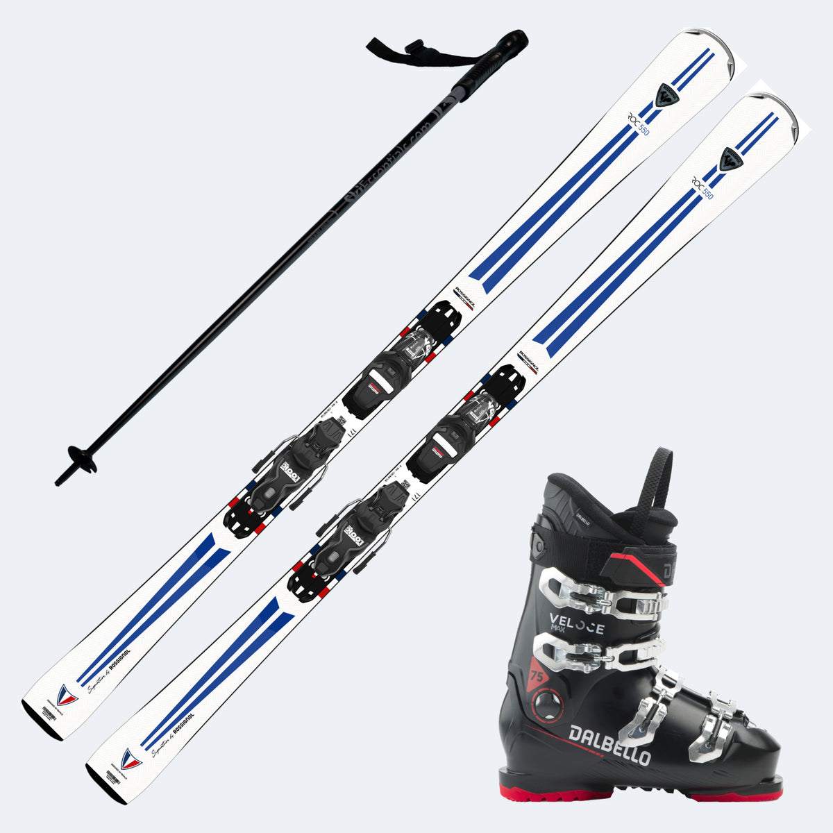 2026 Rossignol Signature Roc 550 Skis with Dalbello Veloce Max 75 Boots and Poles