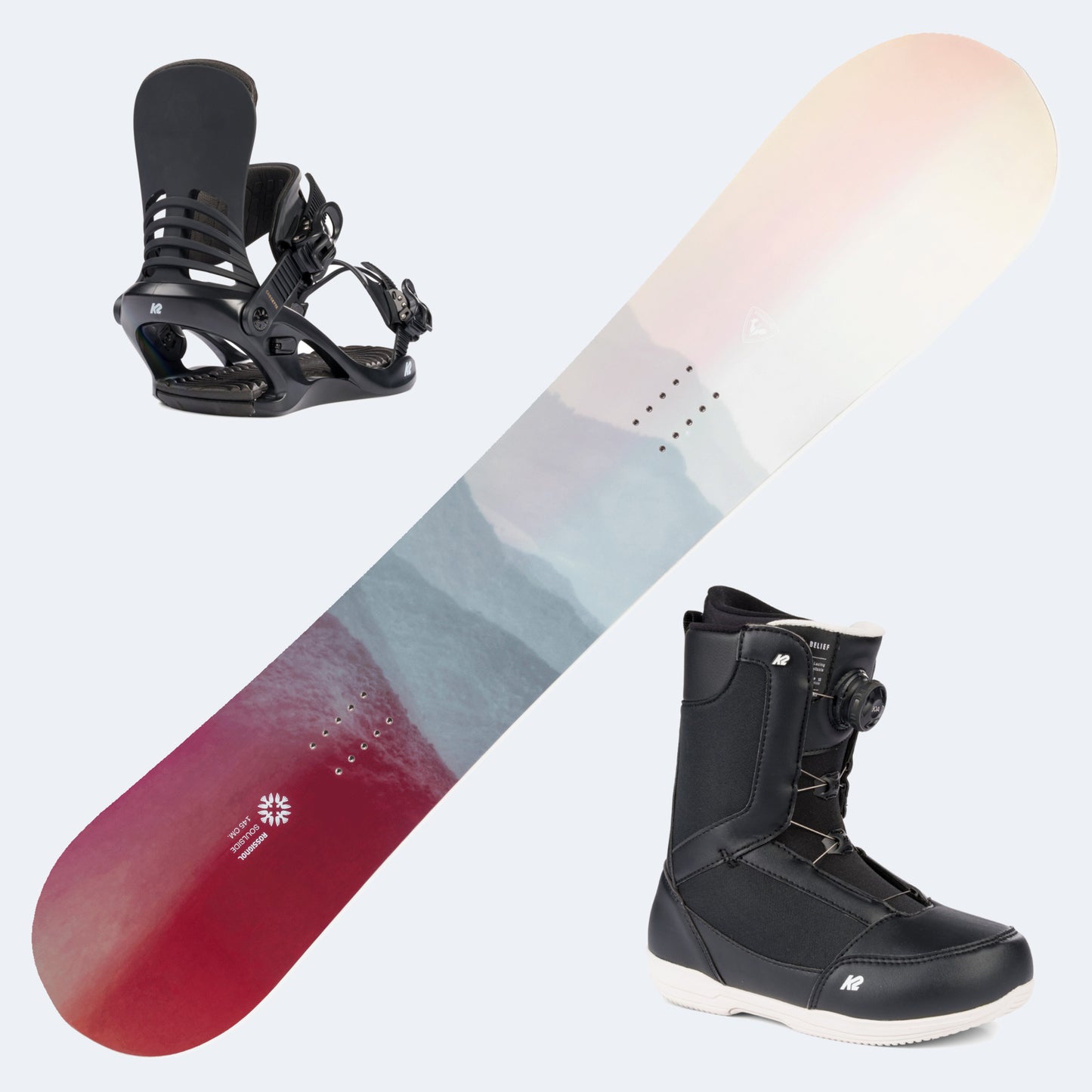 2026 Rossignol Soulside Women's Women's Snowboard with K2 Belief Boots and Poles