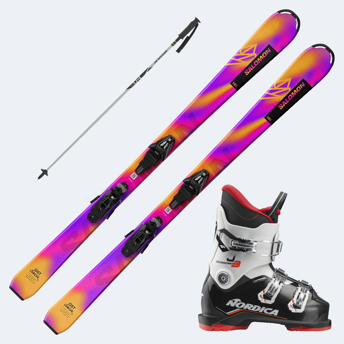 2026 Salomon Lux Junior Skis with  SpeedMachine J Boots and Poles