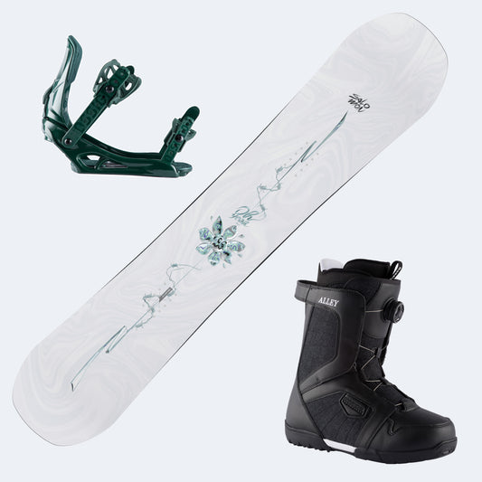 2026 Salomon Oh Yeah Women's Women's Snowboard with Rossignol Alley Boa H4 Boots and Poles
