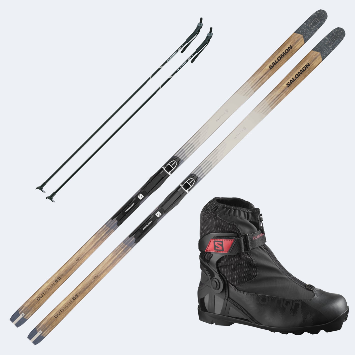 2026 Salomon Outpath 65 Grip PM Skis with Salomon Escape Outpath Boots and Poles