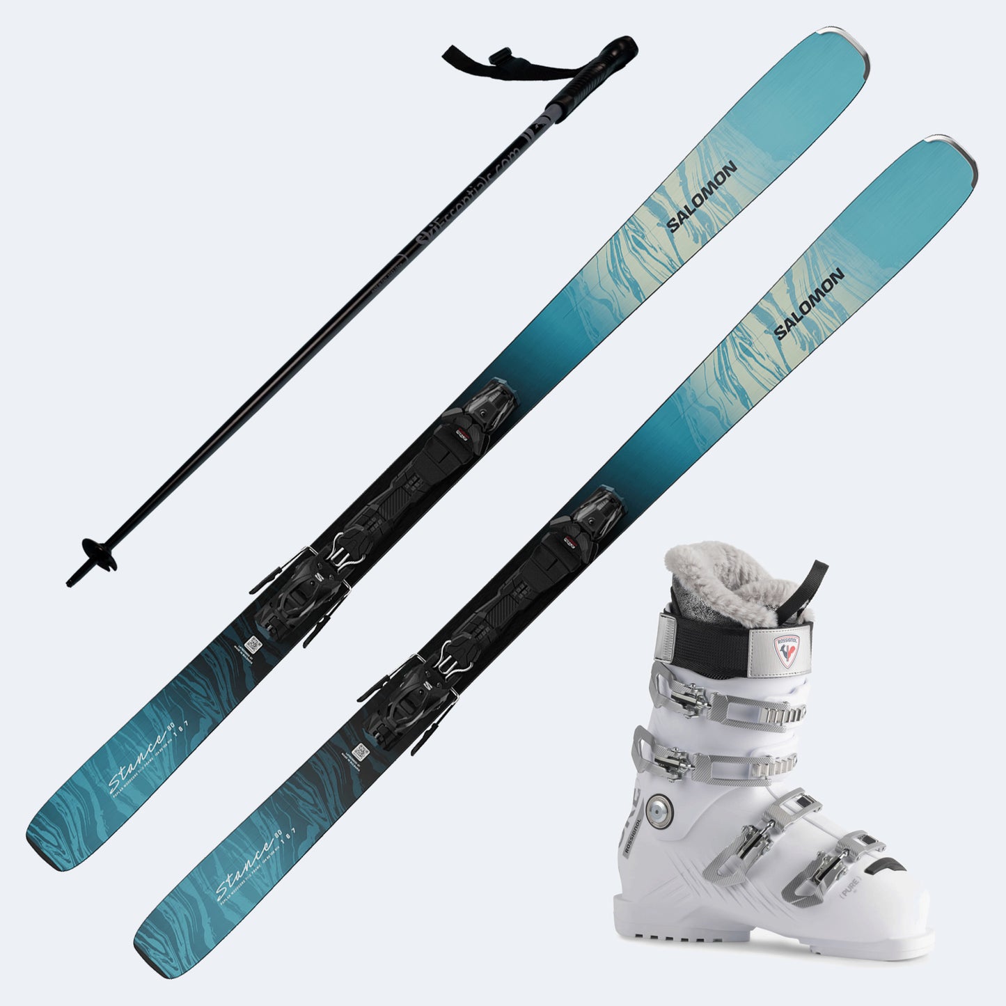 2026 Salomon Stance W 80 Women's Skis with Rossignol Pure 80 Boots and Poles