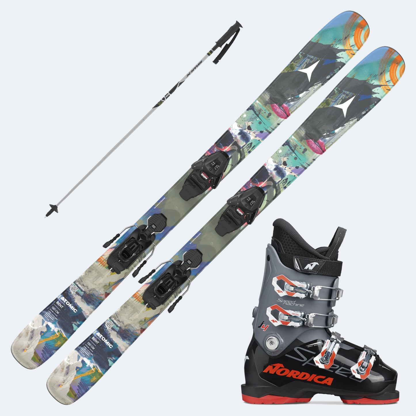 2027 Atomic Bent Junior Skis with  SpeedMachine J Boots and Poles