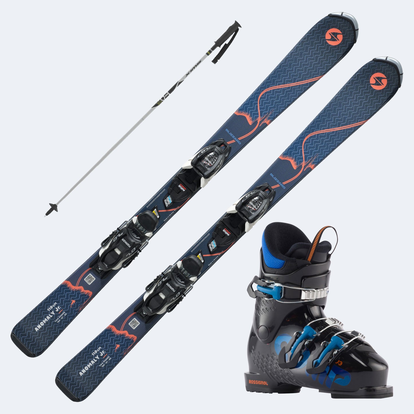 2027 Blizzard Anomaly Jr skis Junior Skis with  Comp J Boots and Poles