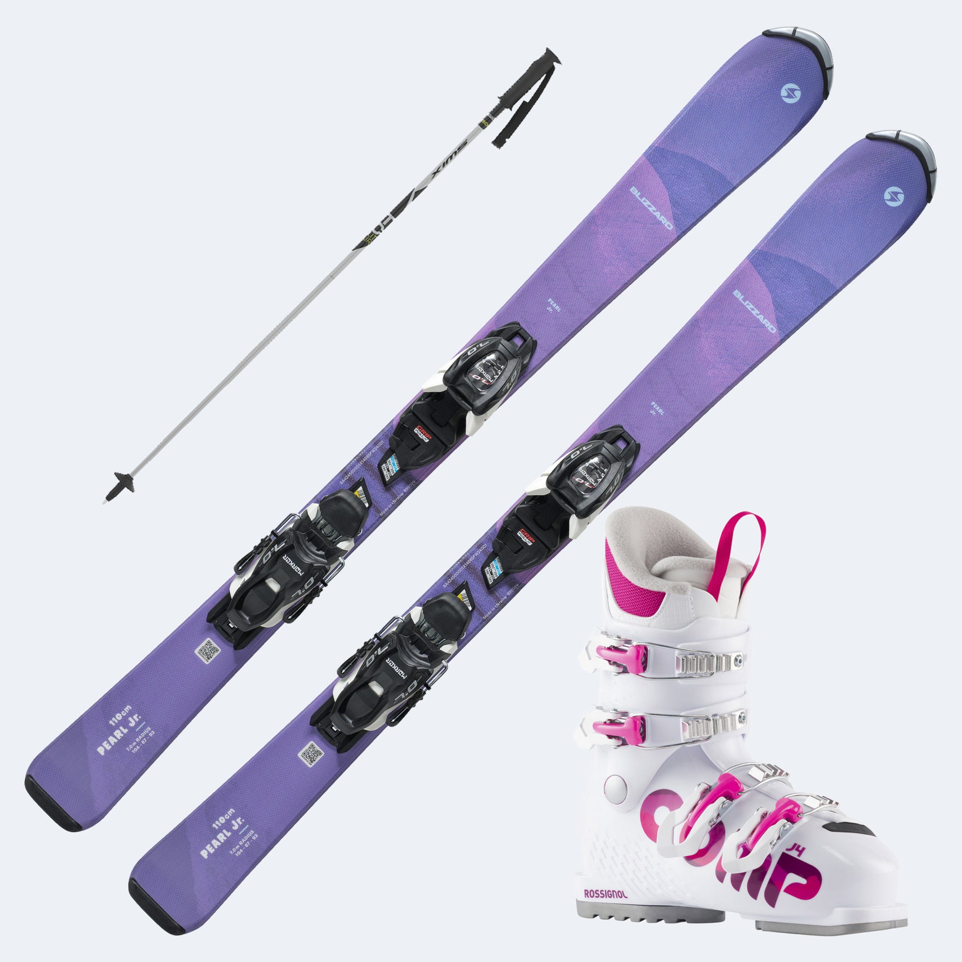 2027 Blizzard Pearl Jr Skis with  Comp J Boots and Poles