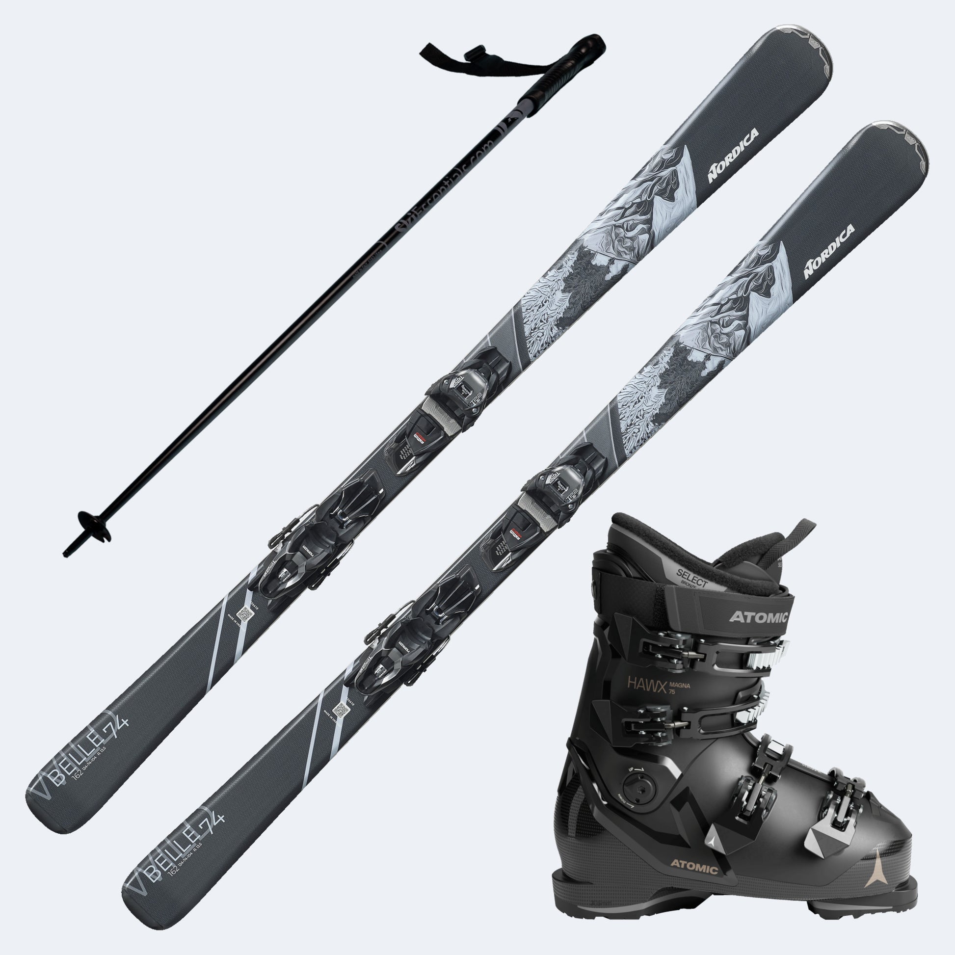 2027 Nordica Wildbelle 74 Women's Skis with Atomic Hawx Magna 75 Boots and Poles
