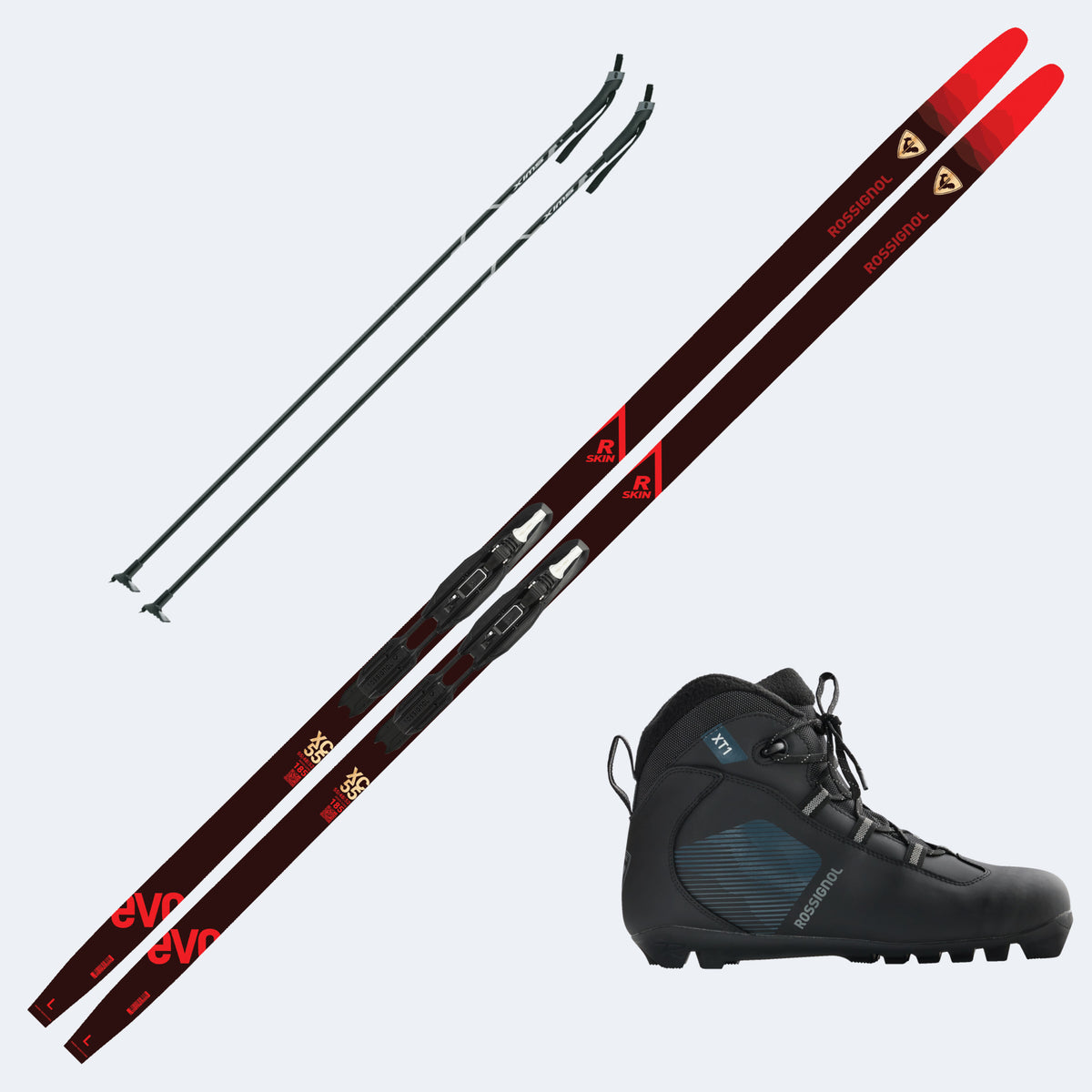 2027 Rossignol Evo XC 55 Rskin Skis with Rossignol Xt 1 Boots and Poles