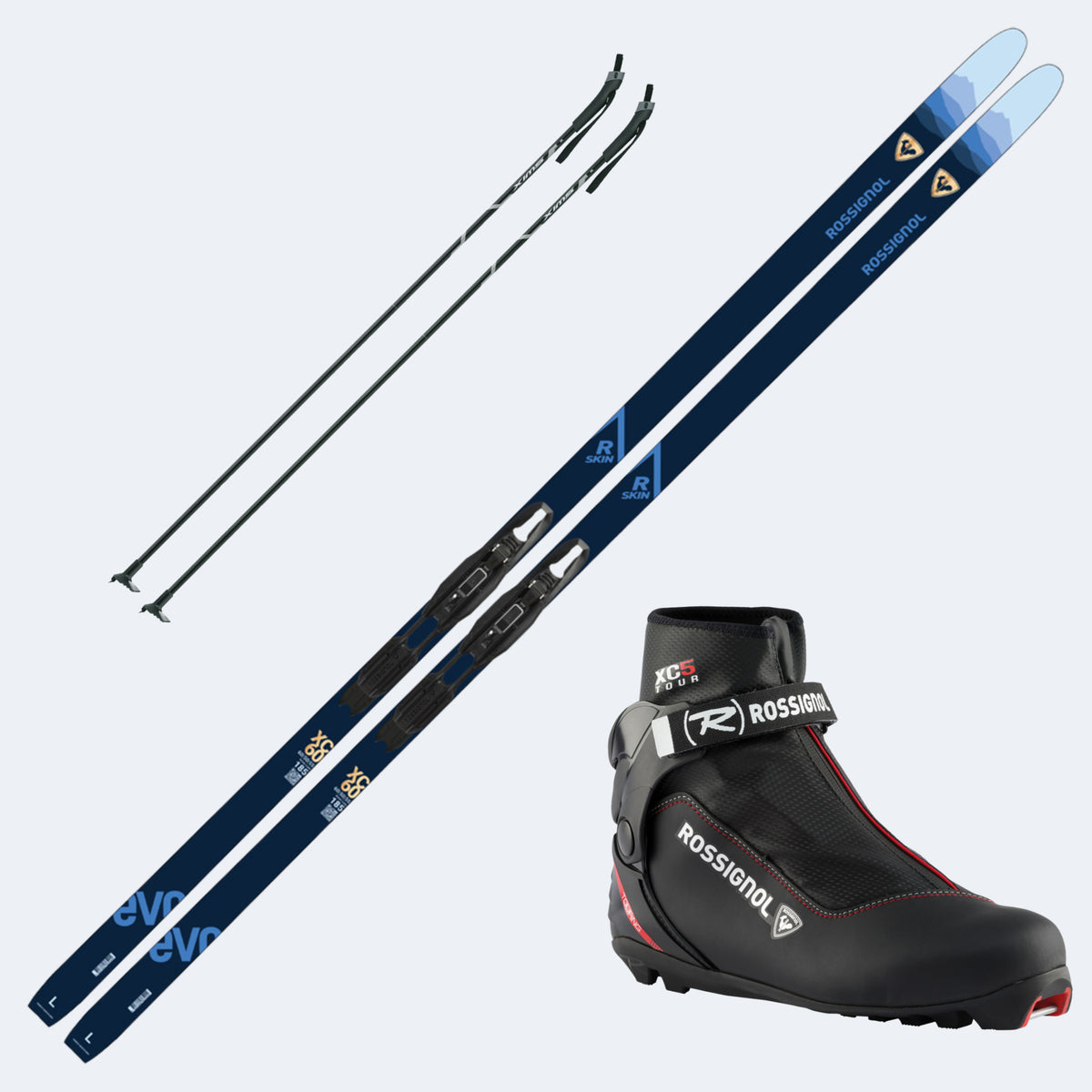 2027 Rossignol Evo XC 60 Rskin Skis with Rossignol XC 5 Boots and Poles