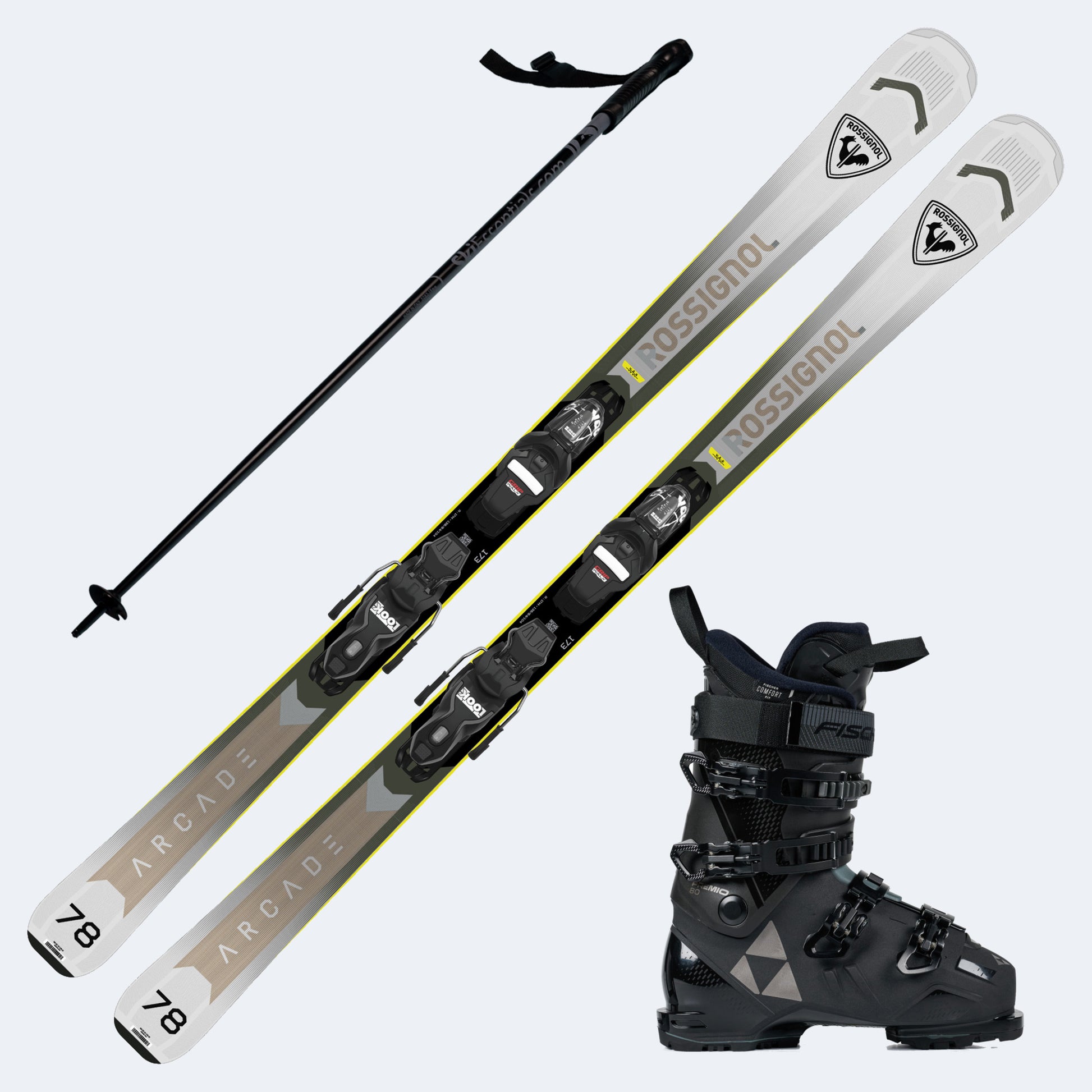 2027 Rossignol Arcade 78 Skis with Fischer Premio 80 HV Boots and Poles