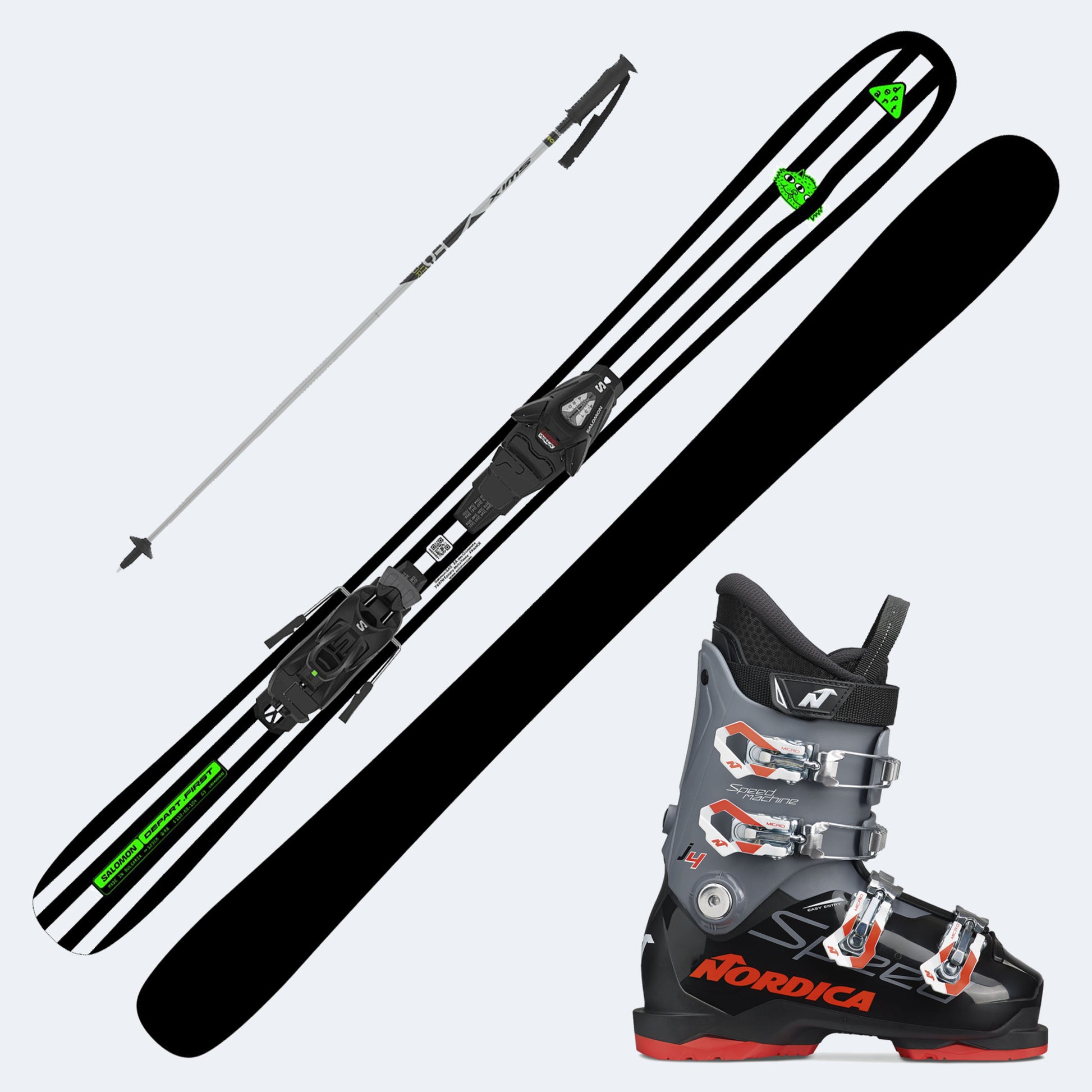 2027 Salomon Depart First Junior Skis with  SpeedMachine J Boots and Poles