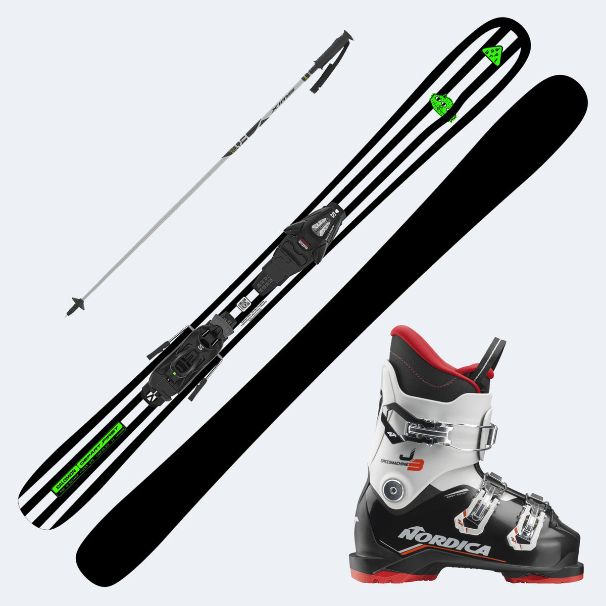 2027 Salomon Depart First Junior Skis with  SpeedMachine J Boots and Poles