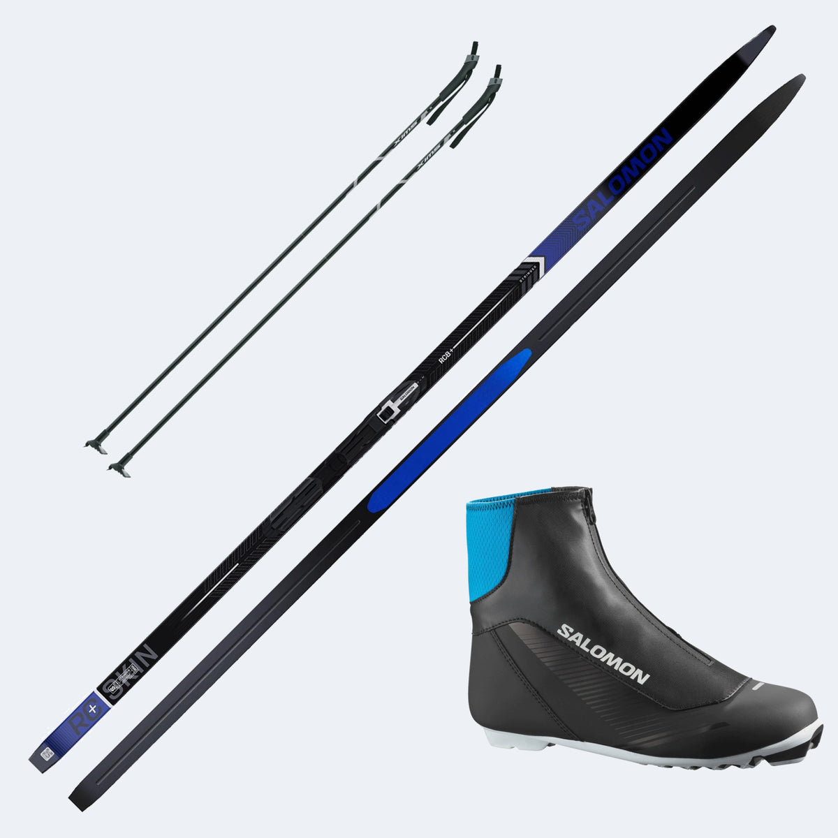 2027 Salomon RC8+ eSkin Skis with Salomon RC7 Prolink Boots and Poles
