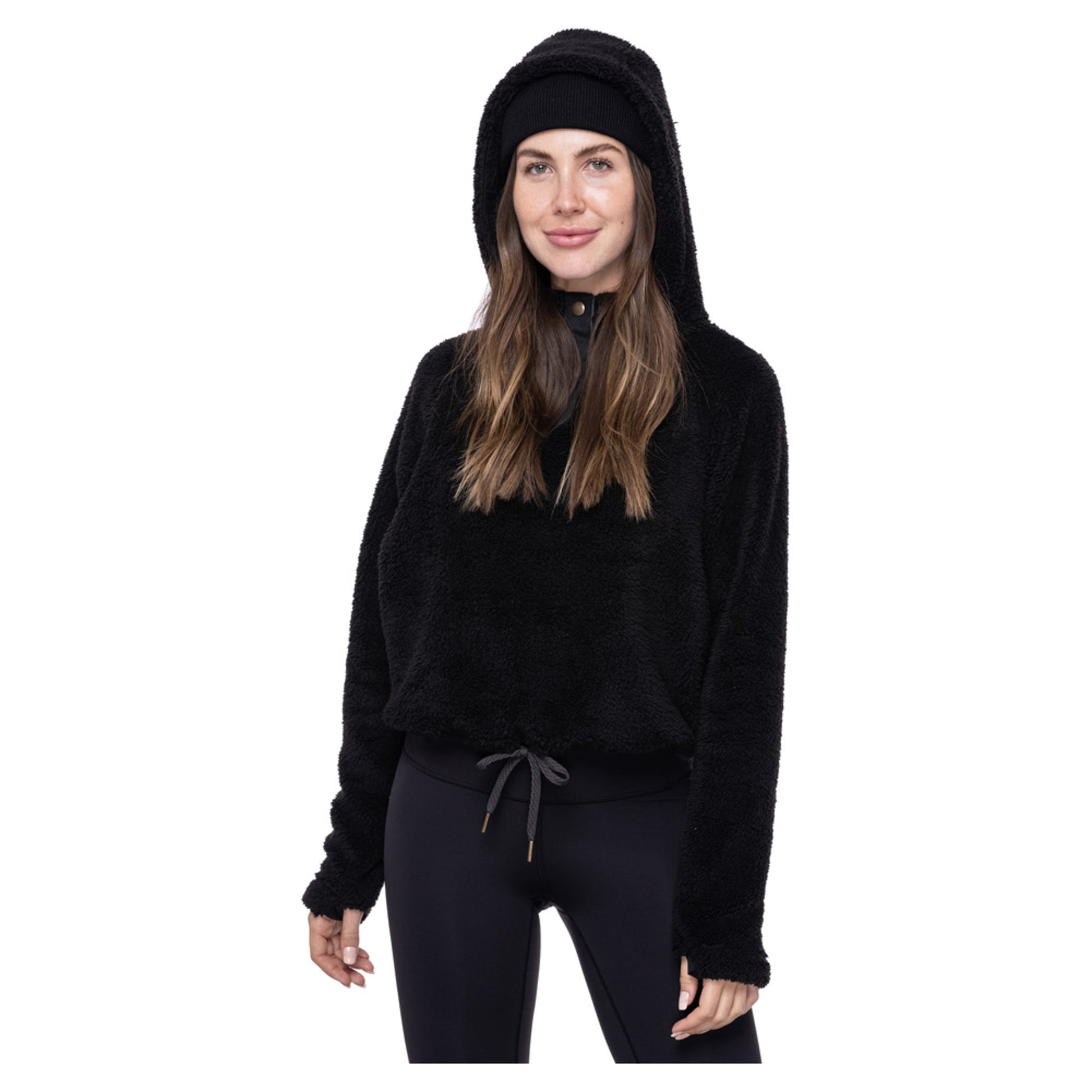 686 Crop Sherpa Women's Hoody - BLACK - M