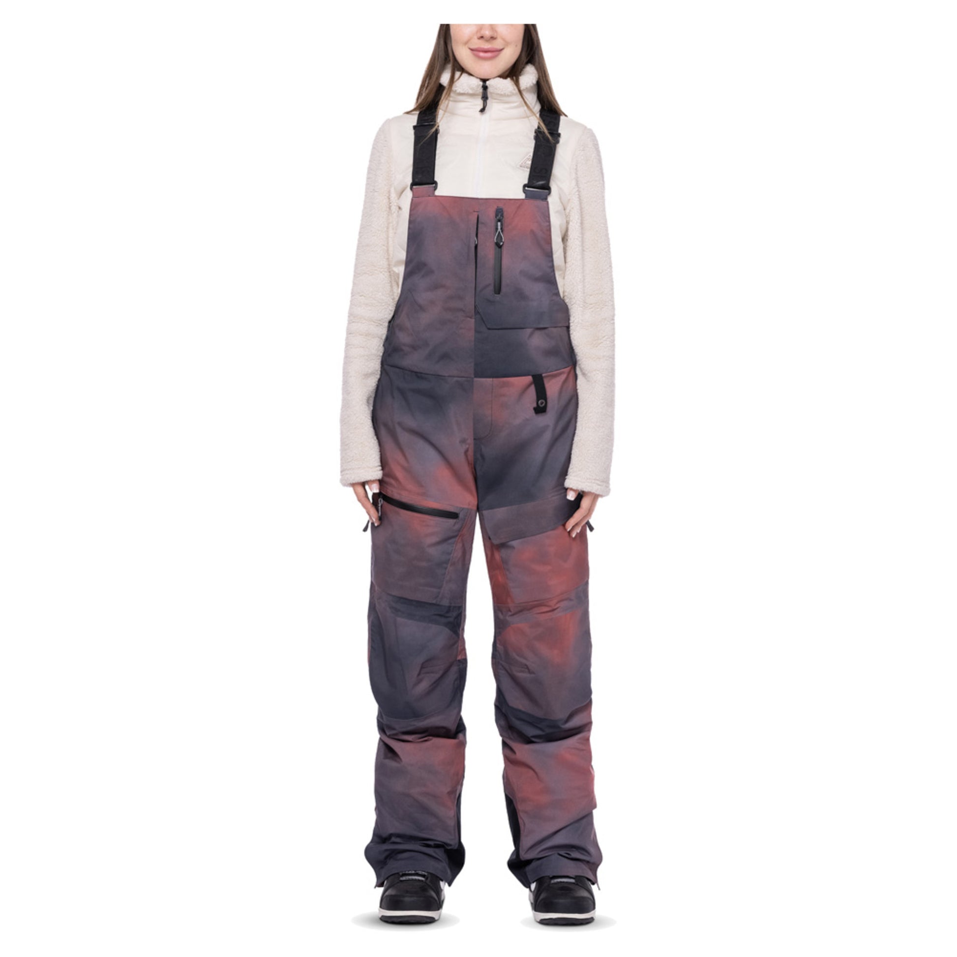 686 Geode Thermagraph Women's Bib - HOT CORAL OIL S - M