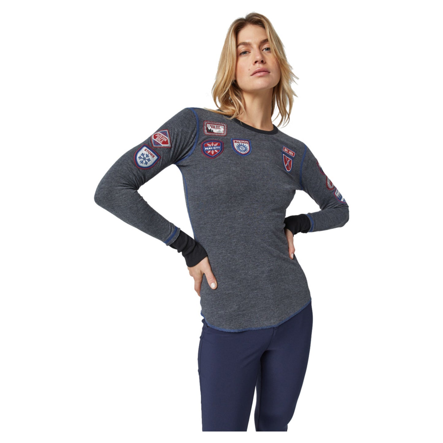 Alp-N-Rock Ski USA Crew Shirt - HEATHER BLACK - XS