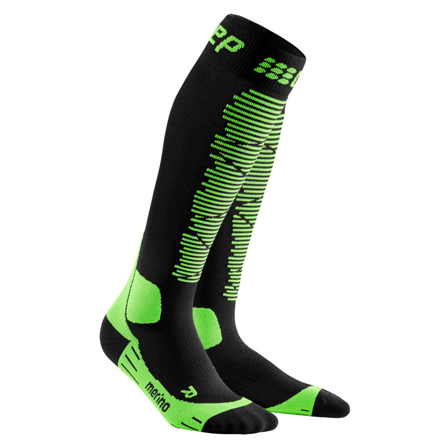CEP Women's Merino Ski Socks - BLACK GREEN - IV