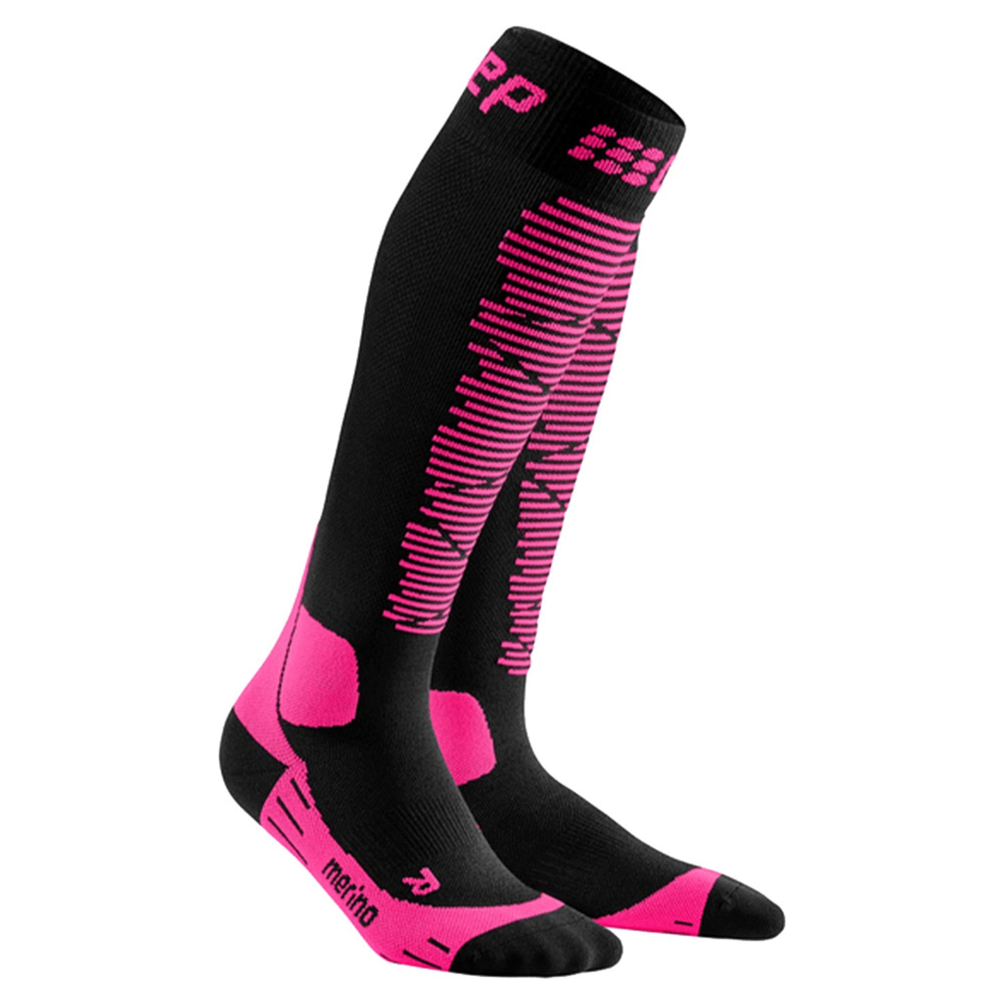 CEP Women's Merino Ski Socks - BLACK PINK - IV