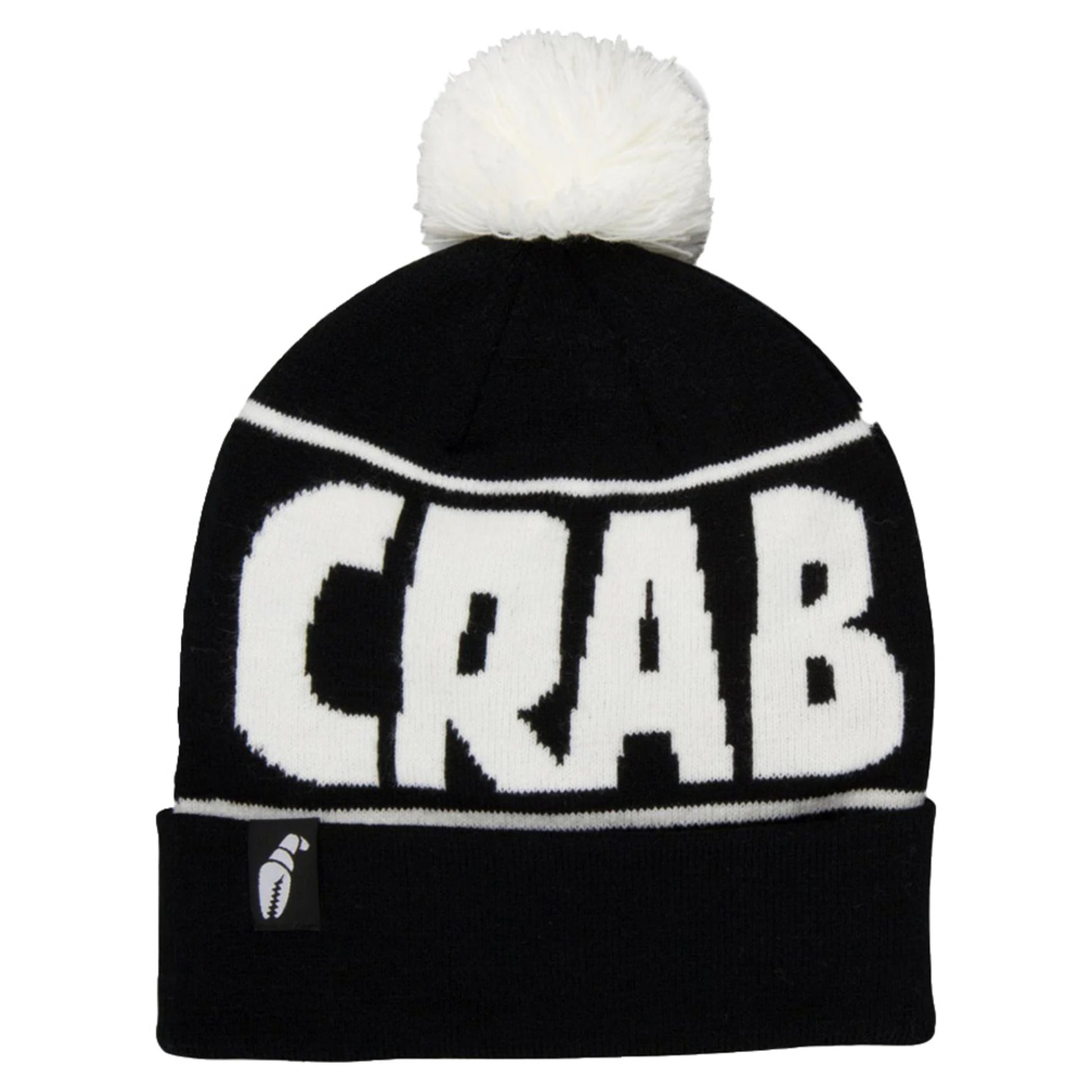 Crab Grab Pom Beanie - BLACK_WHITE