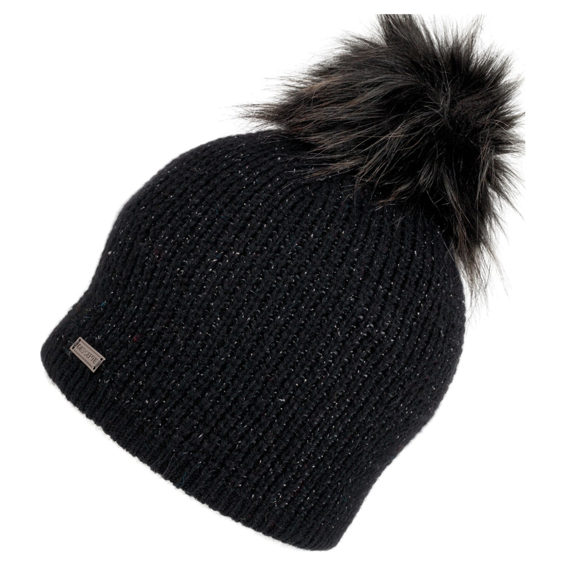 Descente Sonia Fur Pom Pom Women's Beanie - BLACK