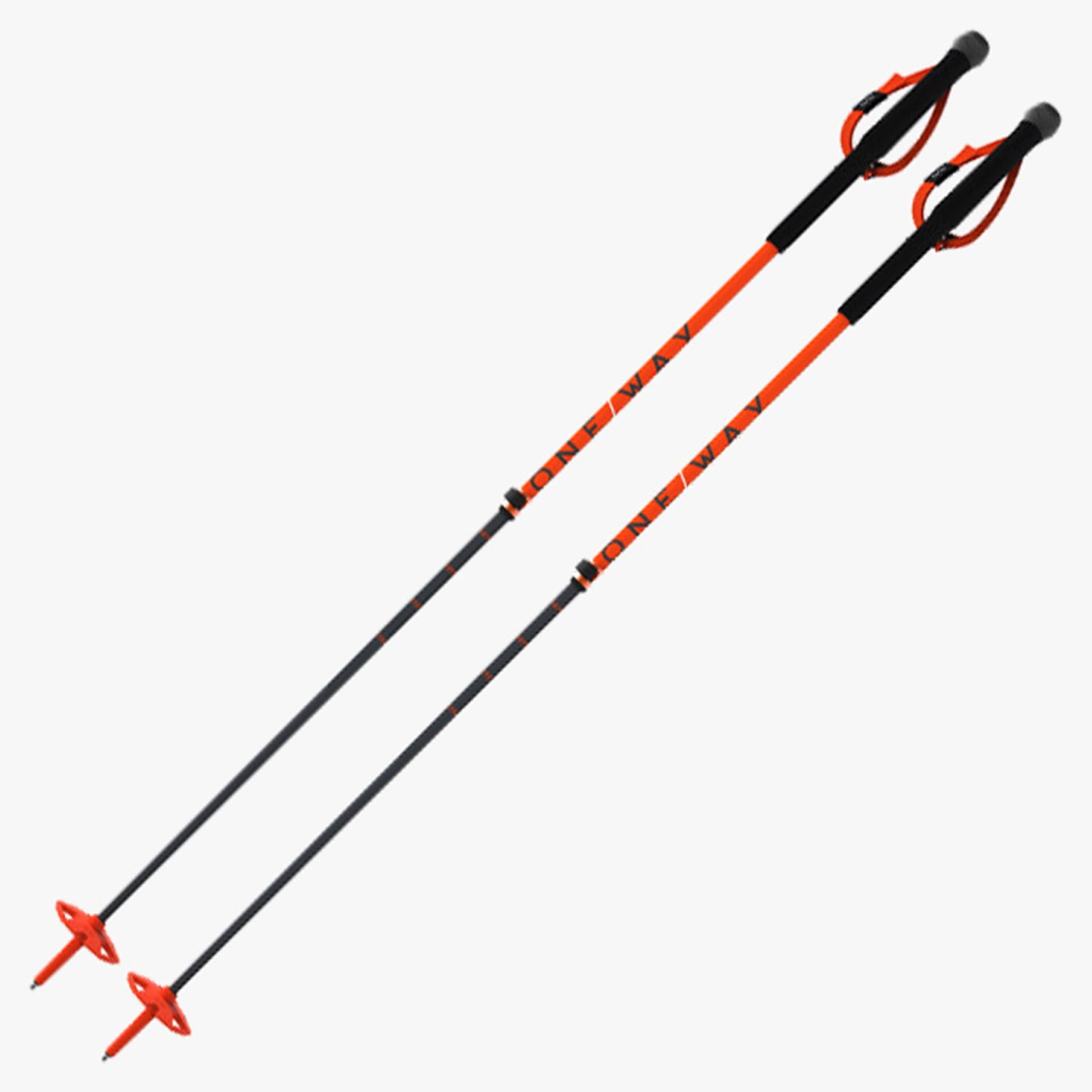 One Way TR Vario Aluminum 7075 Ski Poles - Asphalt/Flame/Flame