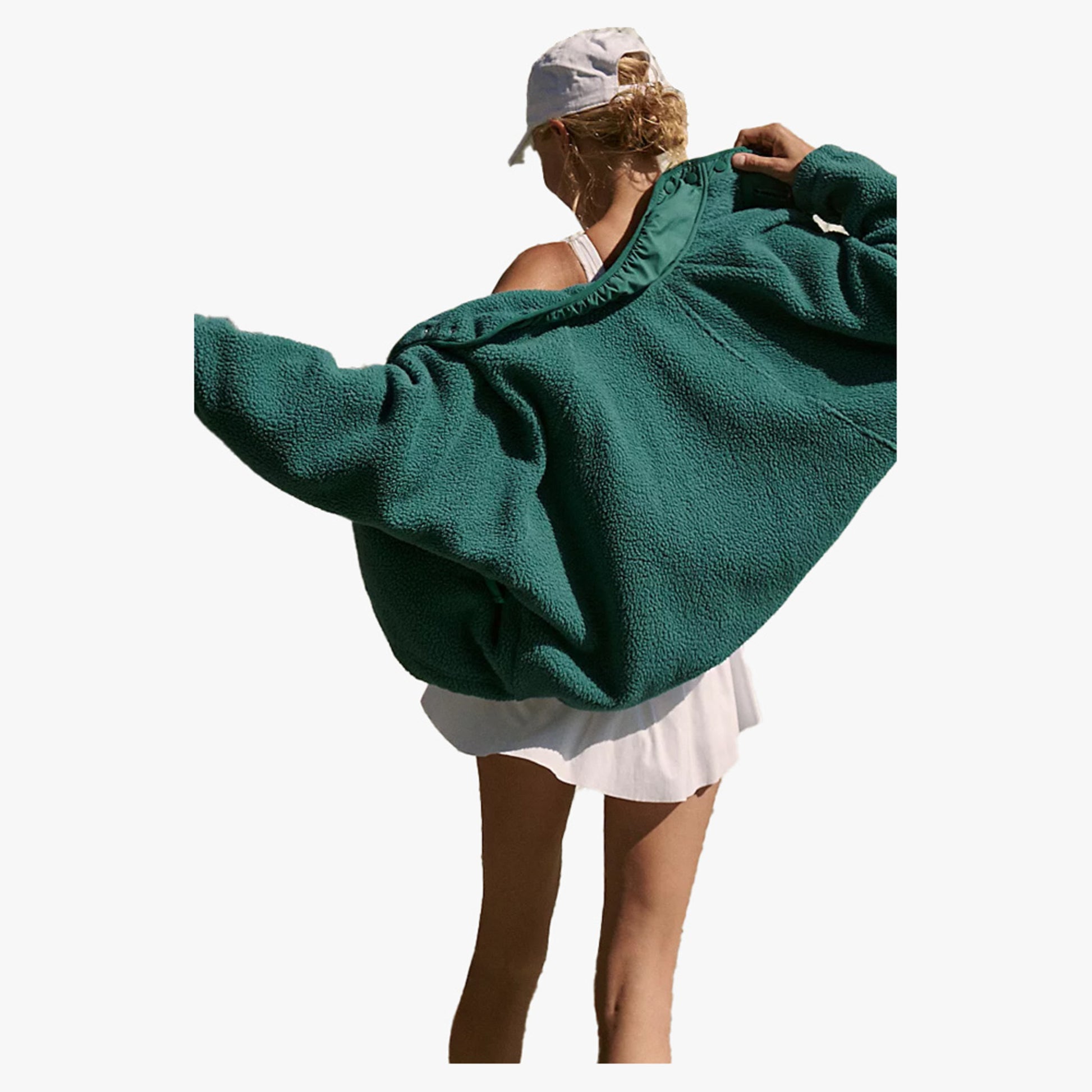 Free People Hit the Slopes Women's Fleece Jacket - Bright Forest - XL