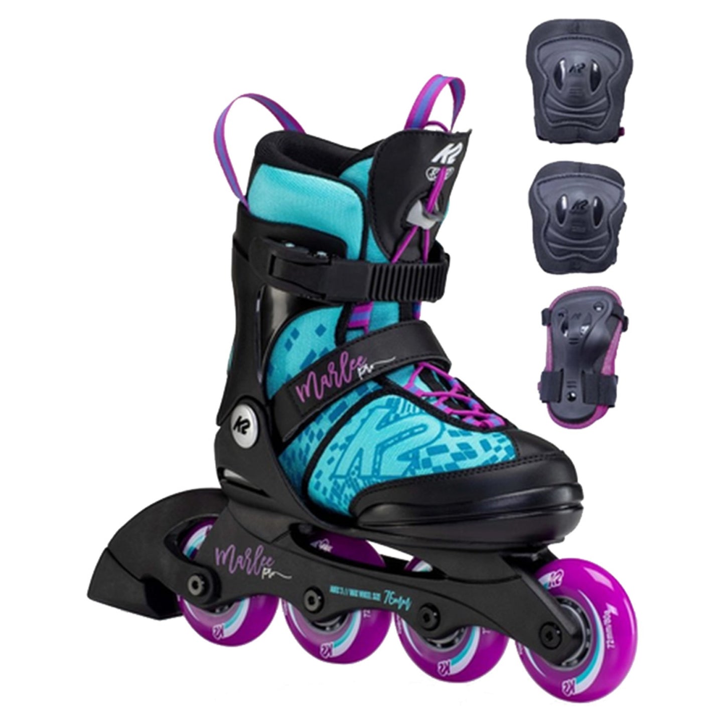 K2 Marlee Pro Pack Kids Inline Skate w/ Protection 3-Pack - 4 - 8