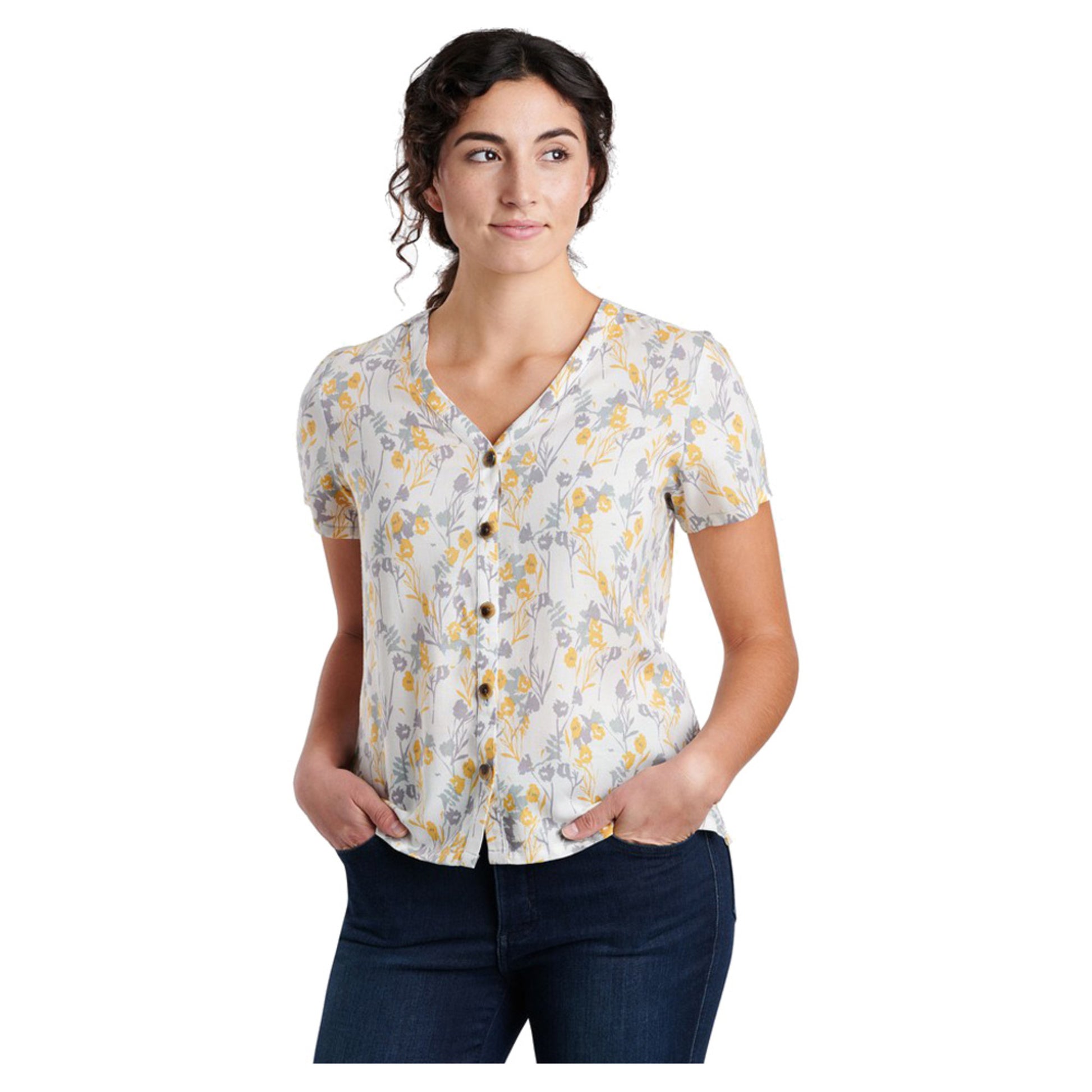 Kuhl Hadley Women's Short Sleeve Shirt - IVORY PRINT - XL