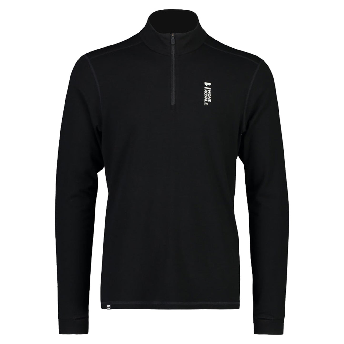 Mons Royale Cascade Marino Flex 200 Men's 1/4 Zip Baselayer - BLACK - XXL