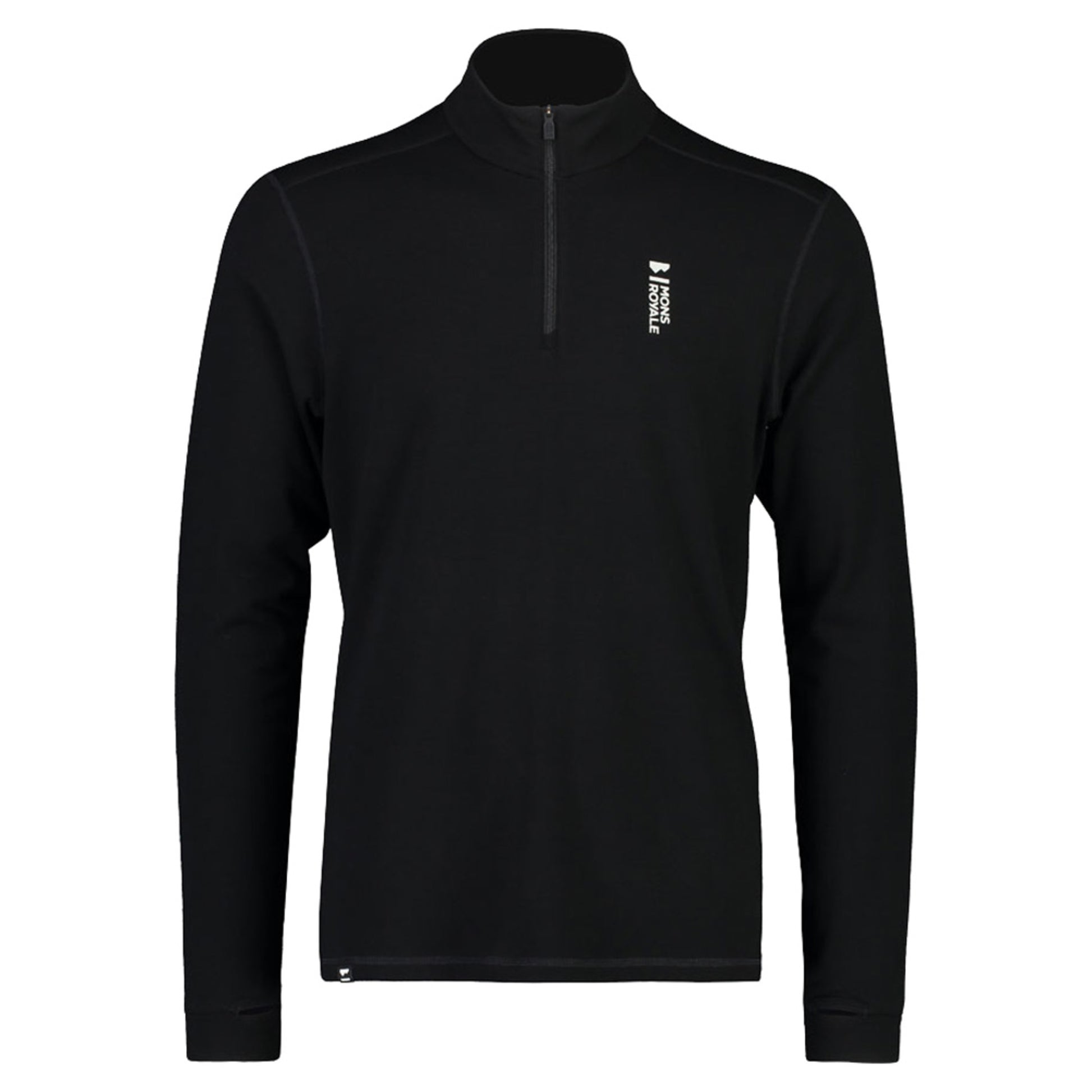 Mons Royale Cascade Marino Flex 200 Men's 1/4 Zip Baselayer - BLACK - XXL