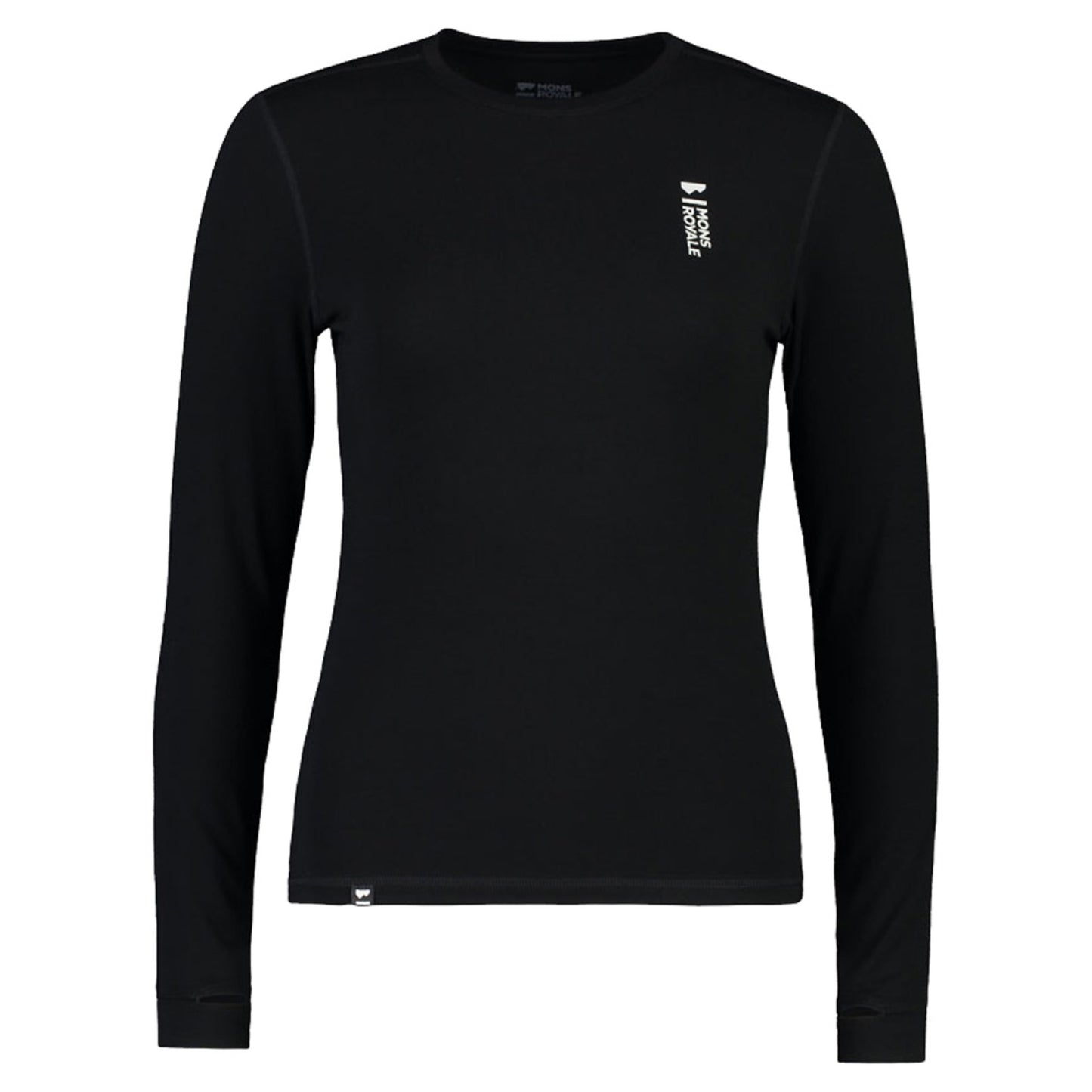Mons Royale Cascade Marino Flex 200 Women's LS Baselayer Top - BLACK - XS
