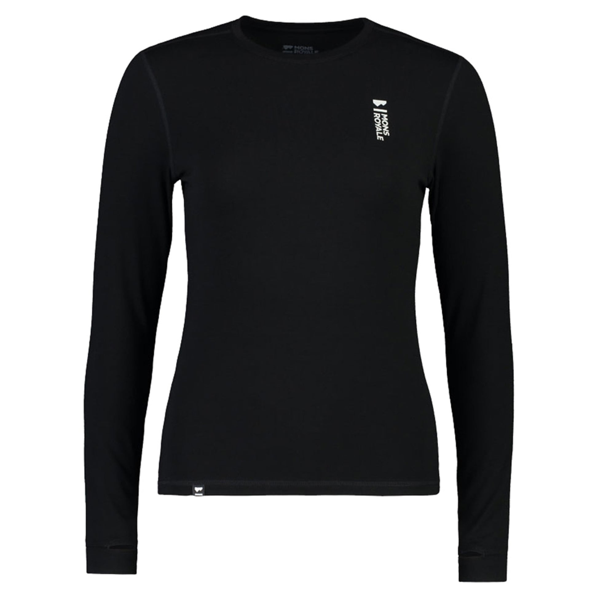 Mons Royale Cascade Marino Flex 200 Women's LS Baselayer Top - BLACK - XS