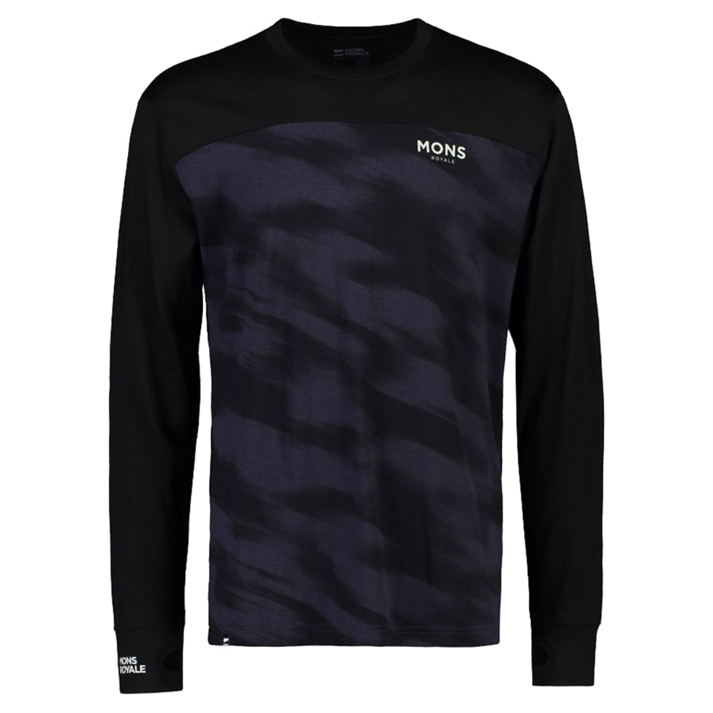 Mons Royale Yotei LS Men's Baselayer Top - BLACK MOTION 9 - XL