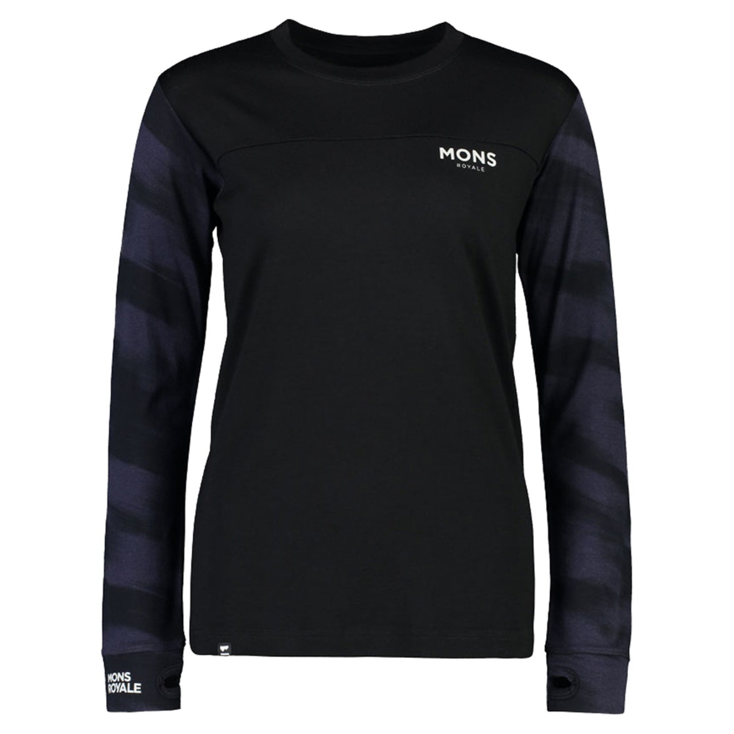 Mons Royale Yotei Women's Baselayer Top - BLACK MOTION 9 - XS