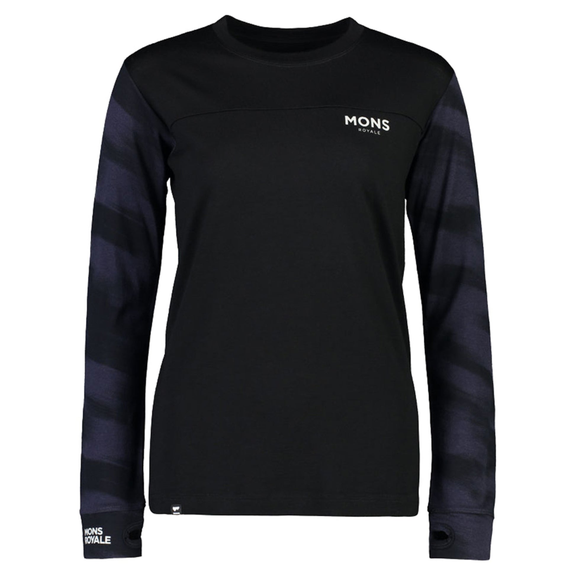 Mons Royale Yotei Women's Baselayer Top - BLACK MOTION 9 - XS