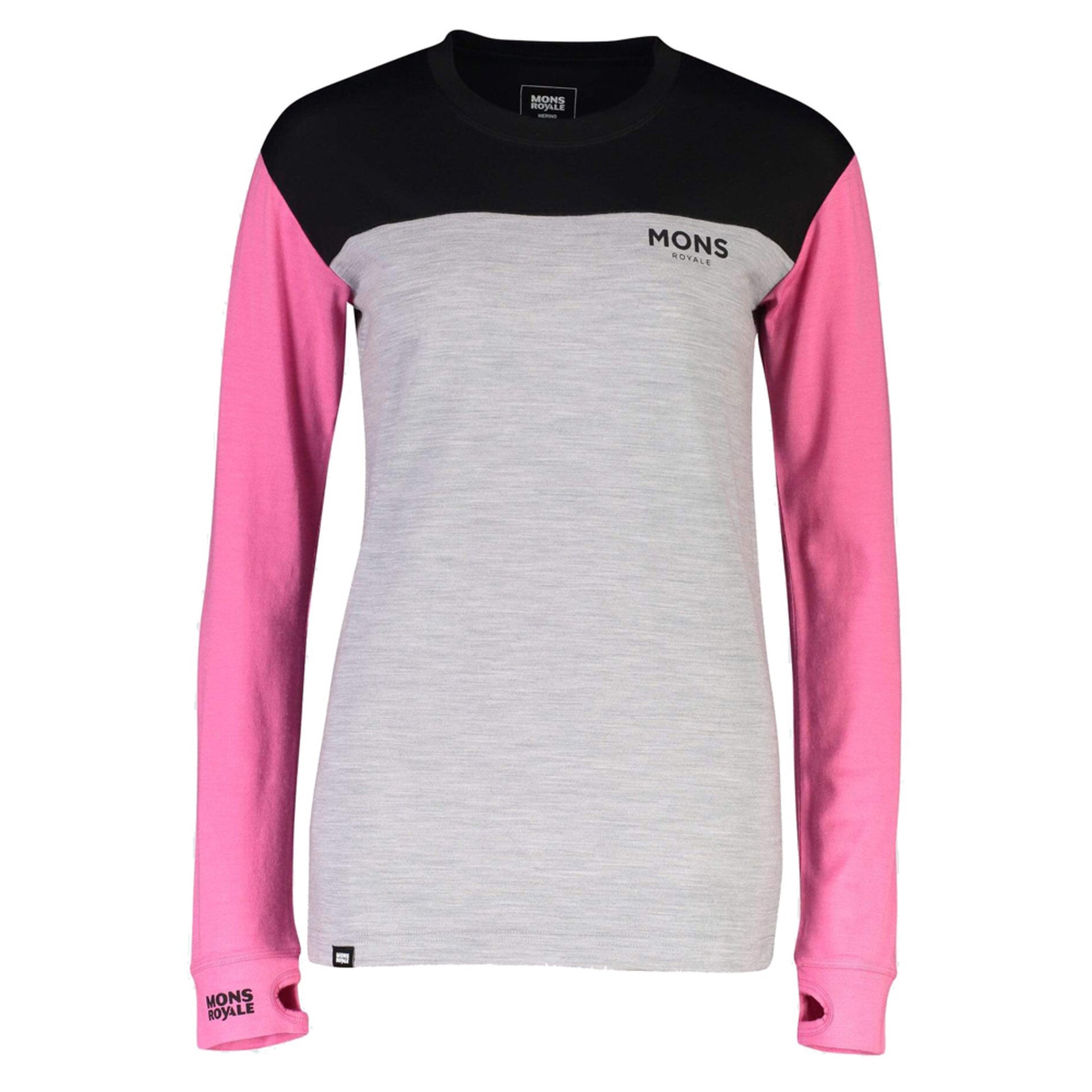 Mons Royale Yotei Women's Baselayer Top - PINK BLACK - S