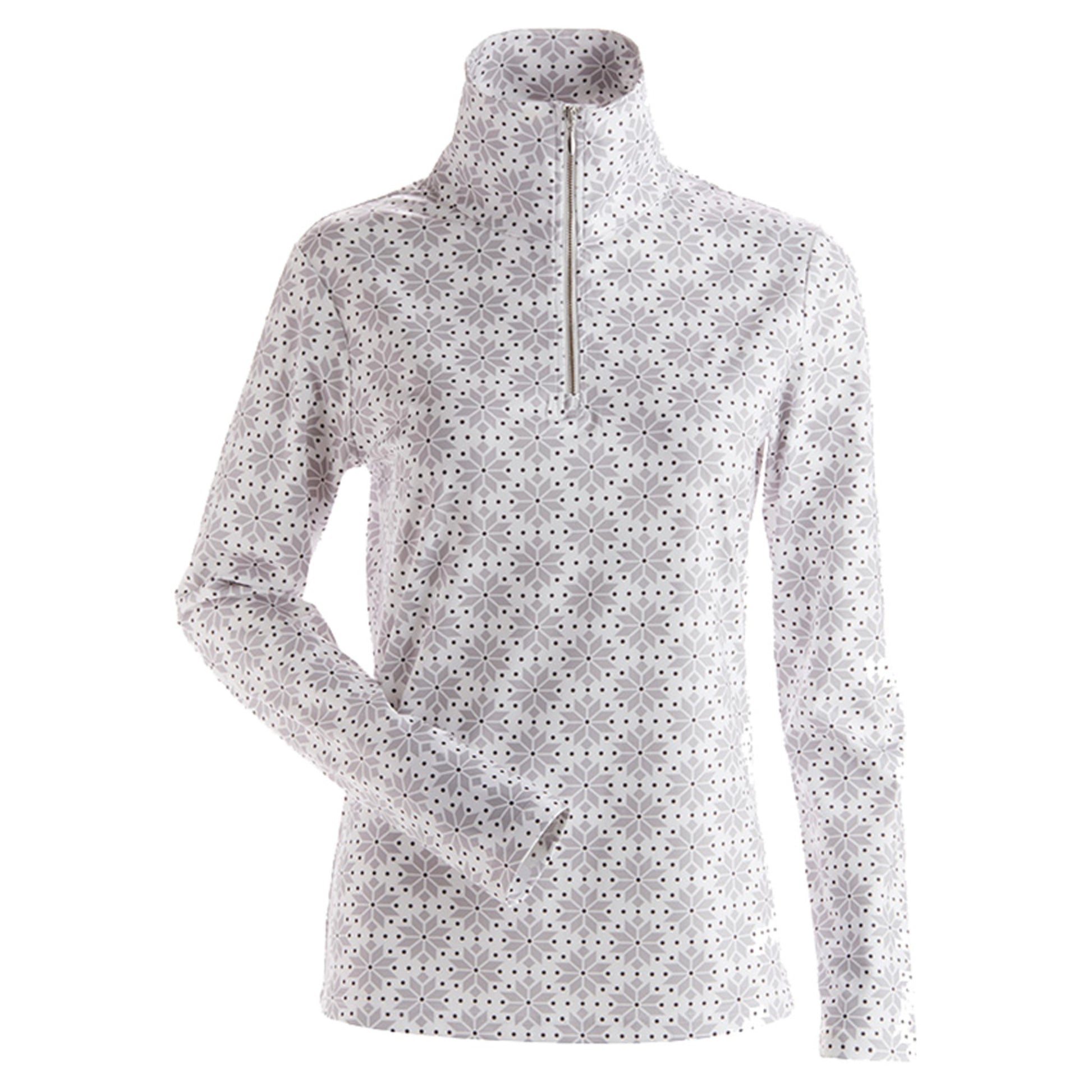 NILS Snowflake T Neck 1/4 Zip Women's Top - WHITE - M