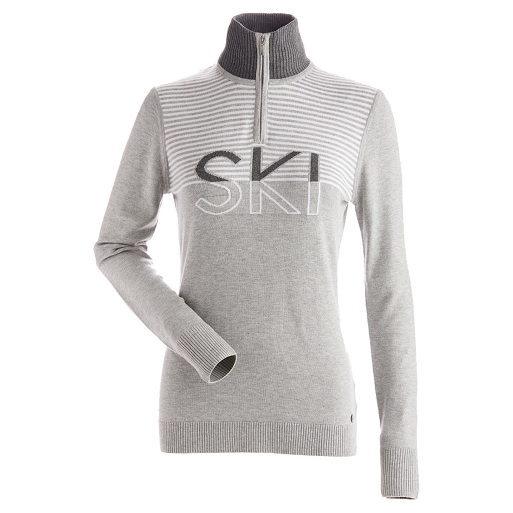 NILS Sun Valley 1/4 Zip Logo Women's Sweater - SILVER WHITE GR - S