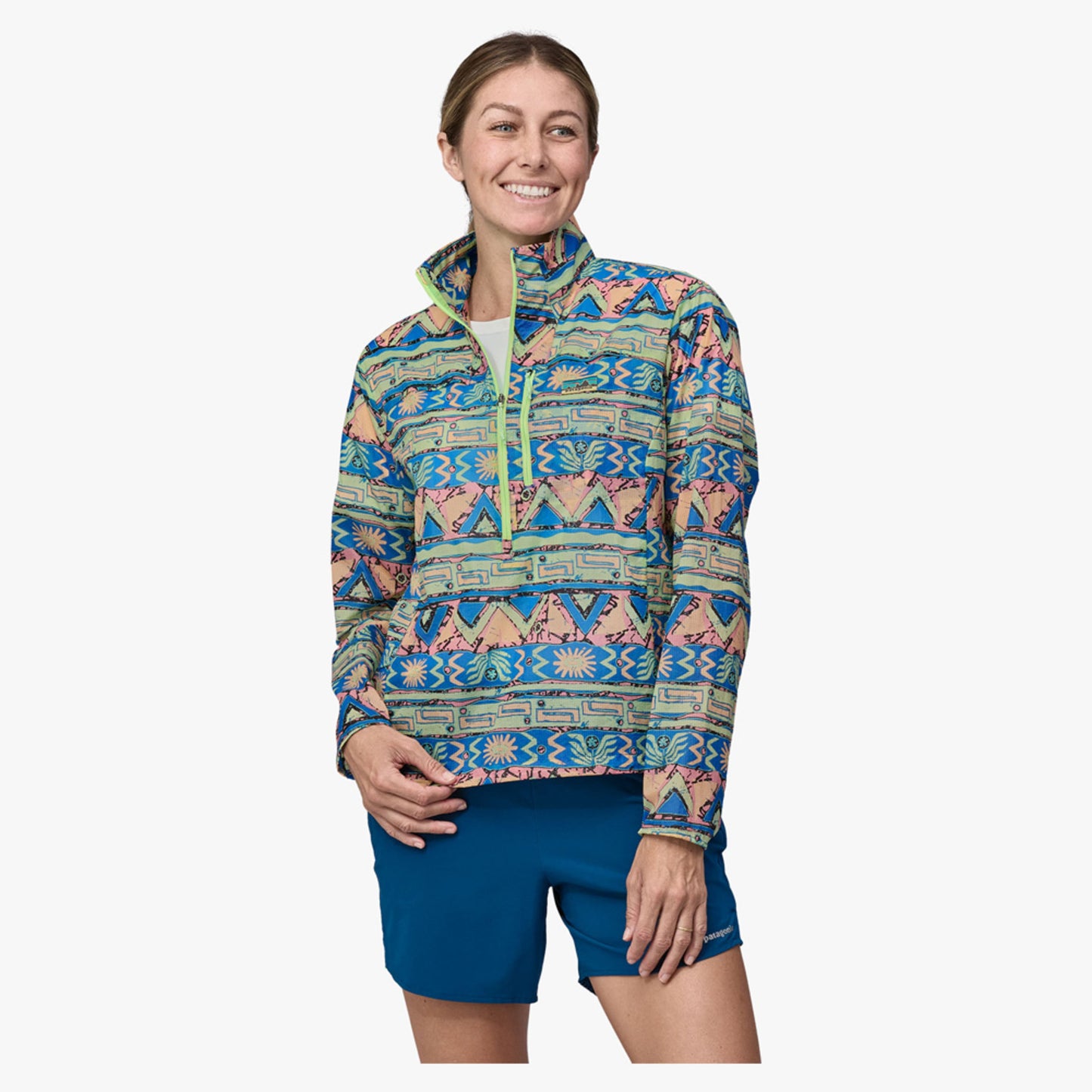 Patagonia Houdini Stash Women's 1/2 Zip - Geo_Salamander Green - XL