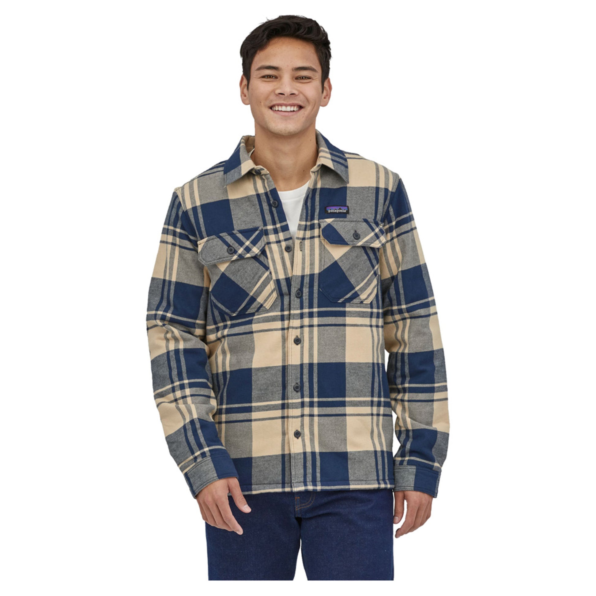 Patagonia Insulated Organic Cotton MW Fjord Men's Flannel Shirt - Ice Caps: Burl Red - XXL