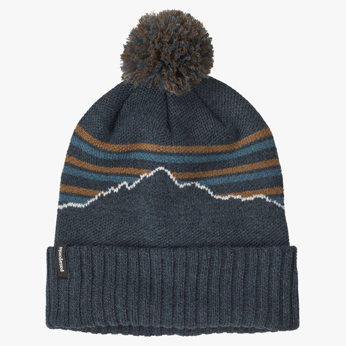 Patagonia Powder Town Beanie - Fitz Roy Stripe Knit: Smolder Blue