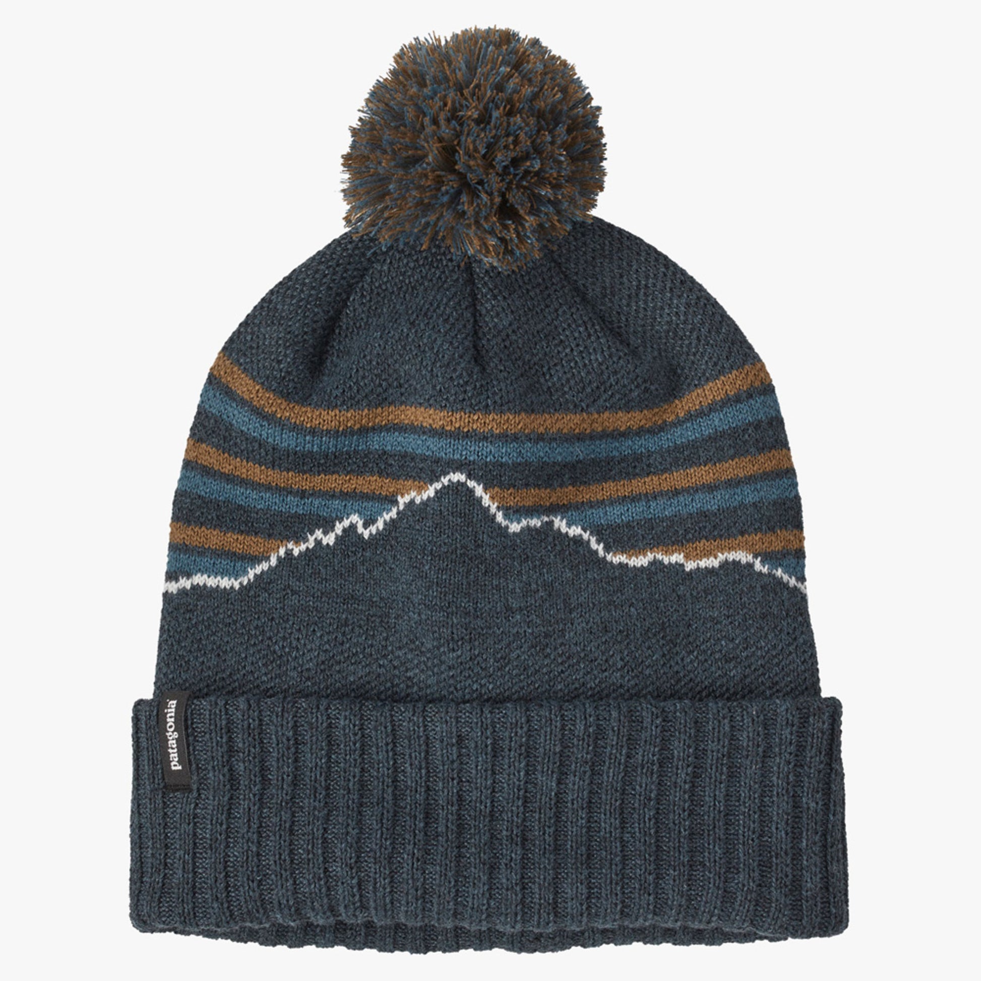 Patagonia Powder Town Beanie - Fitz Roy Stripe Knit: Smolder Blue