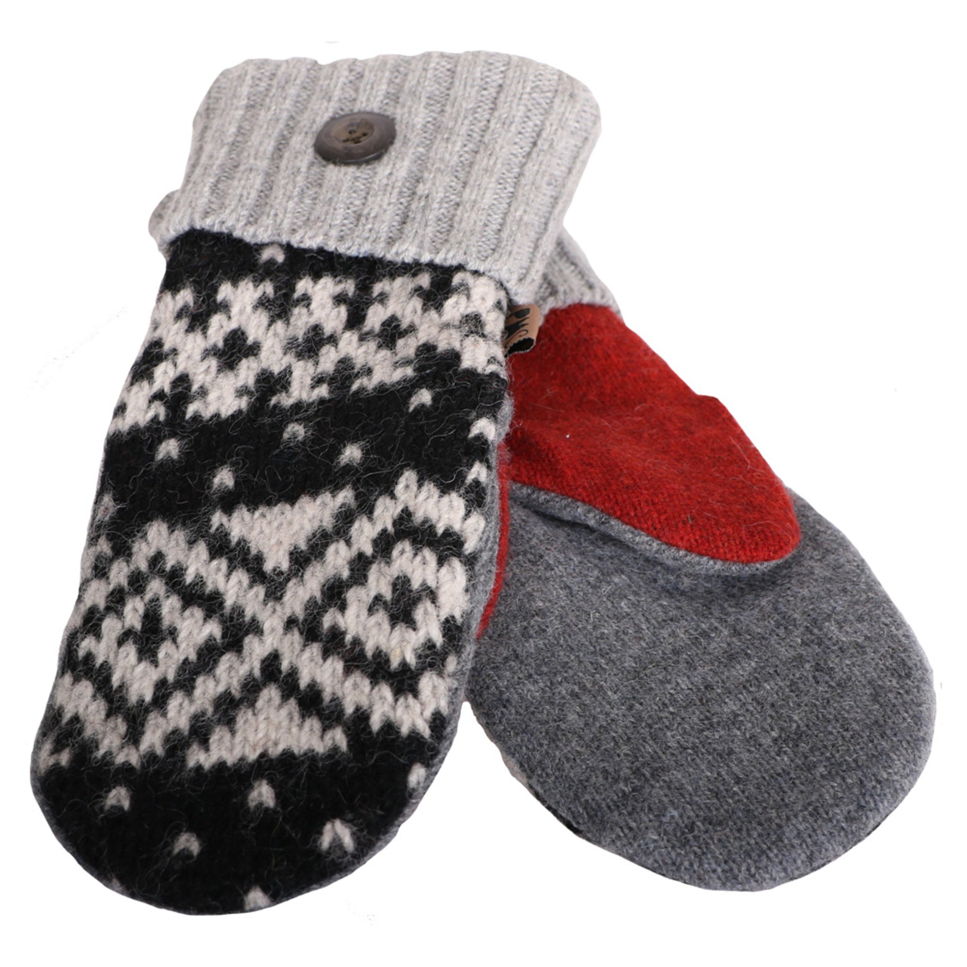 Peapack Women's Wool Mitten - BLK GREY RED