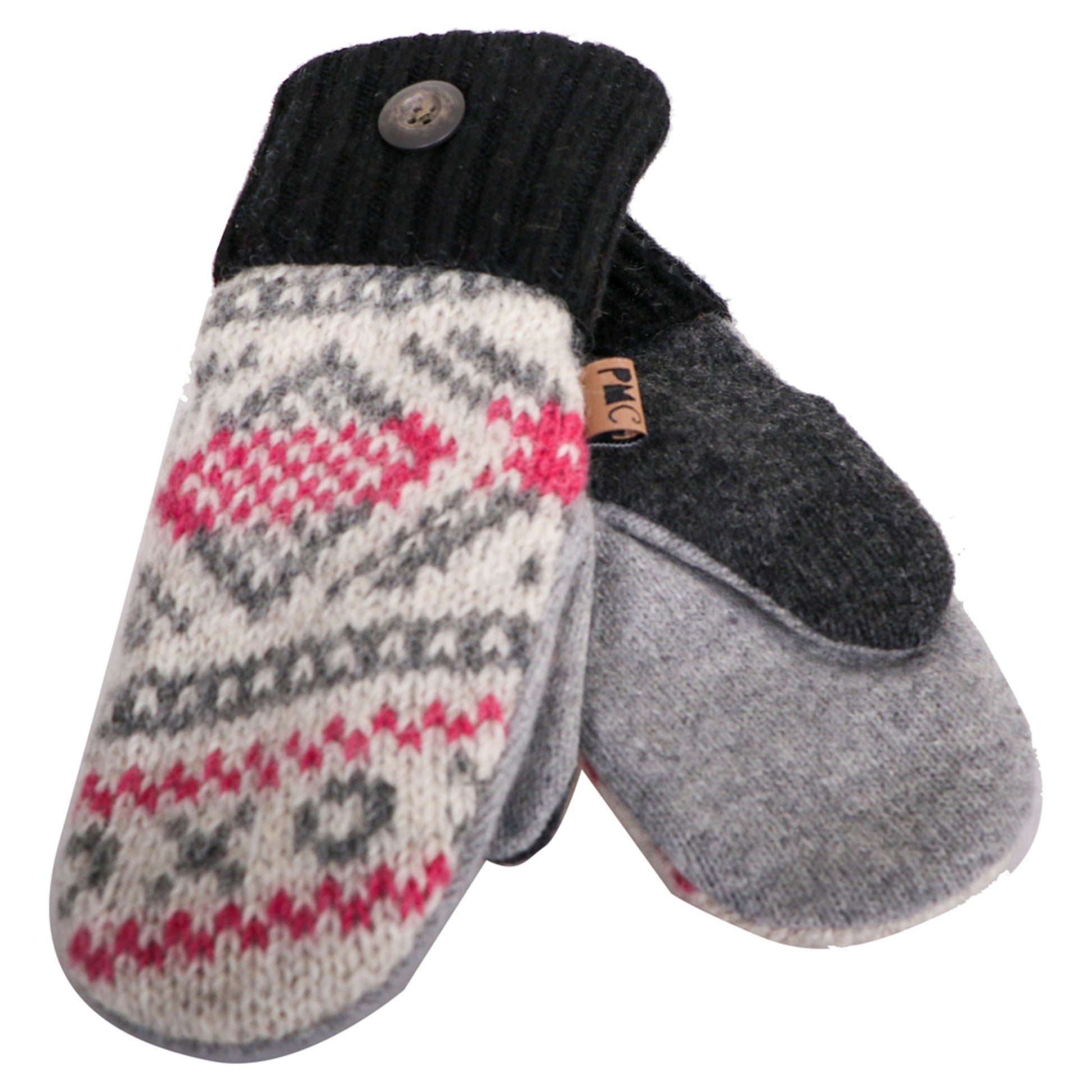 Peapack Women's Wool Mitten - BLK PINK GREY